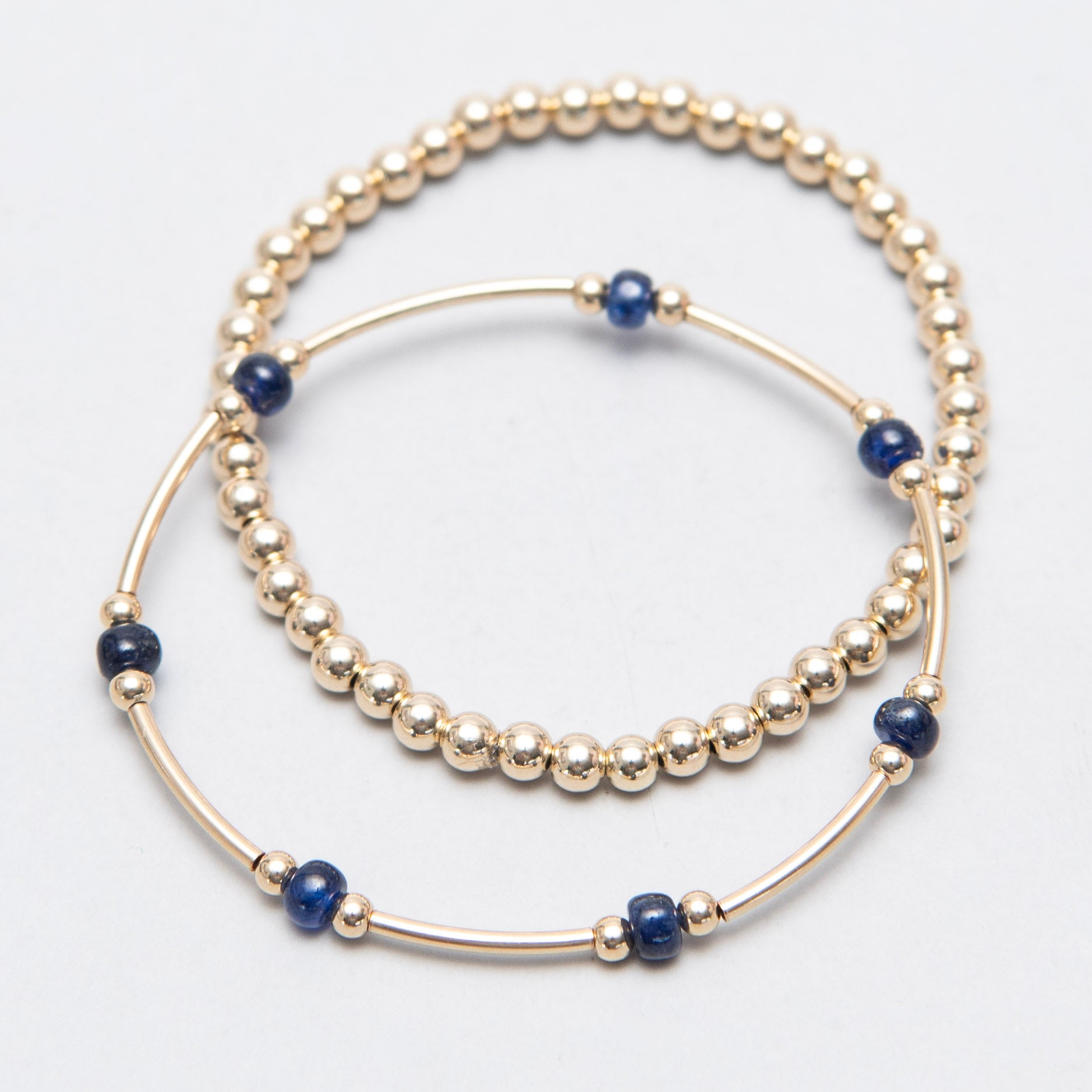 September Sapphire Beaded Lux Tube Bracelet - Jewel Ya