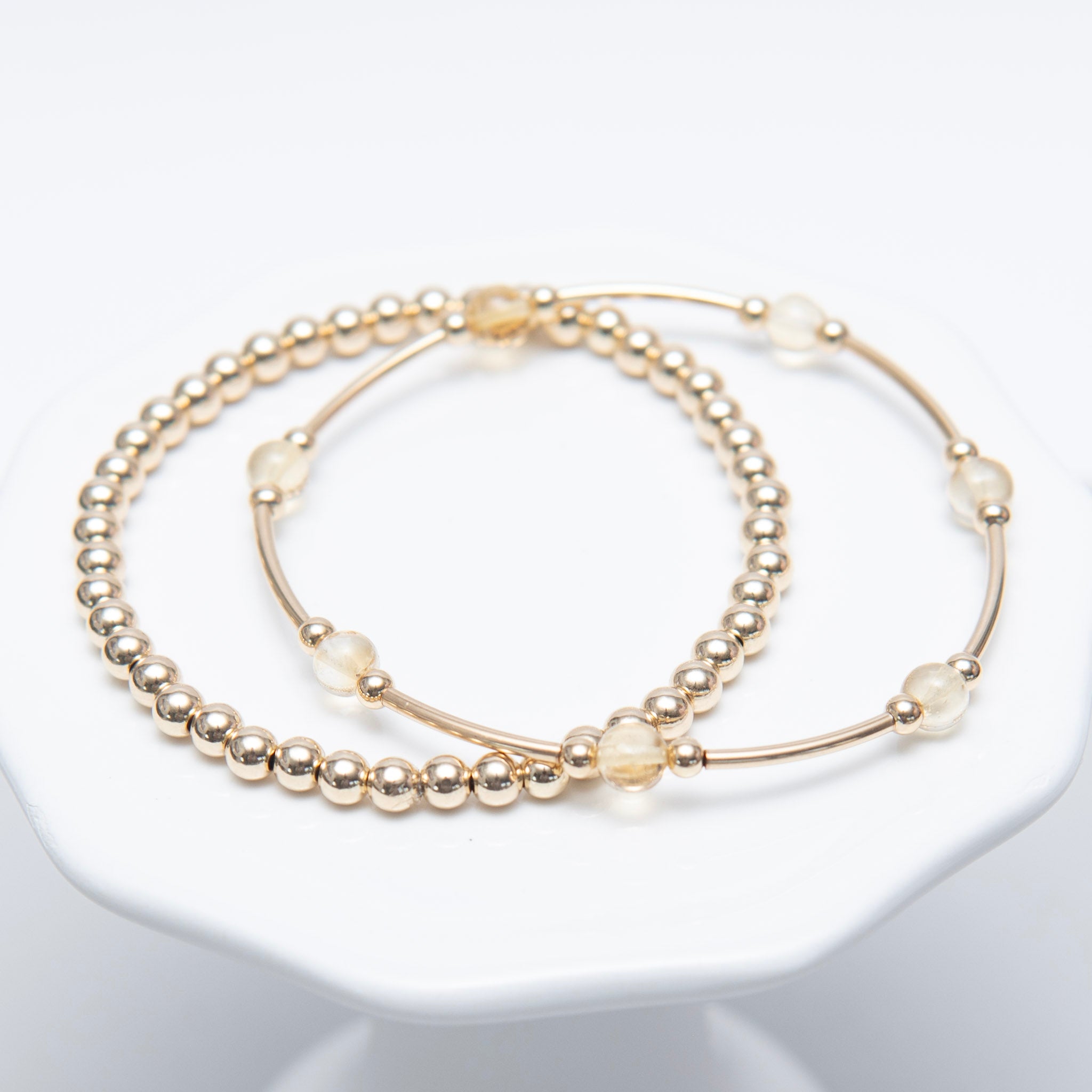 November Citrine Beaded Lux Tube Bracelet - Jewel Ya