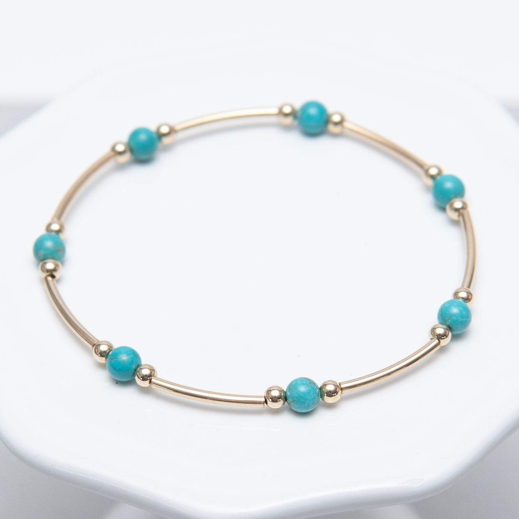 December Turquoise Beaded Lux Tube Bracelet - Jewel Ya