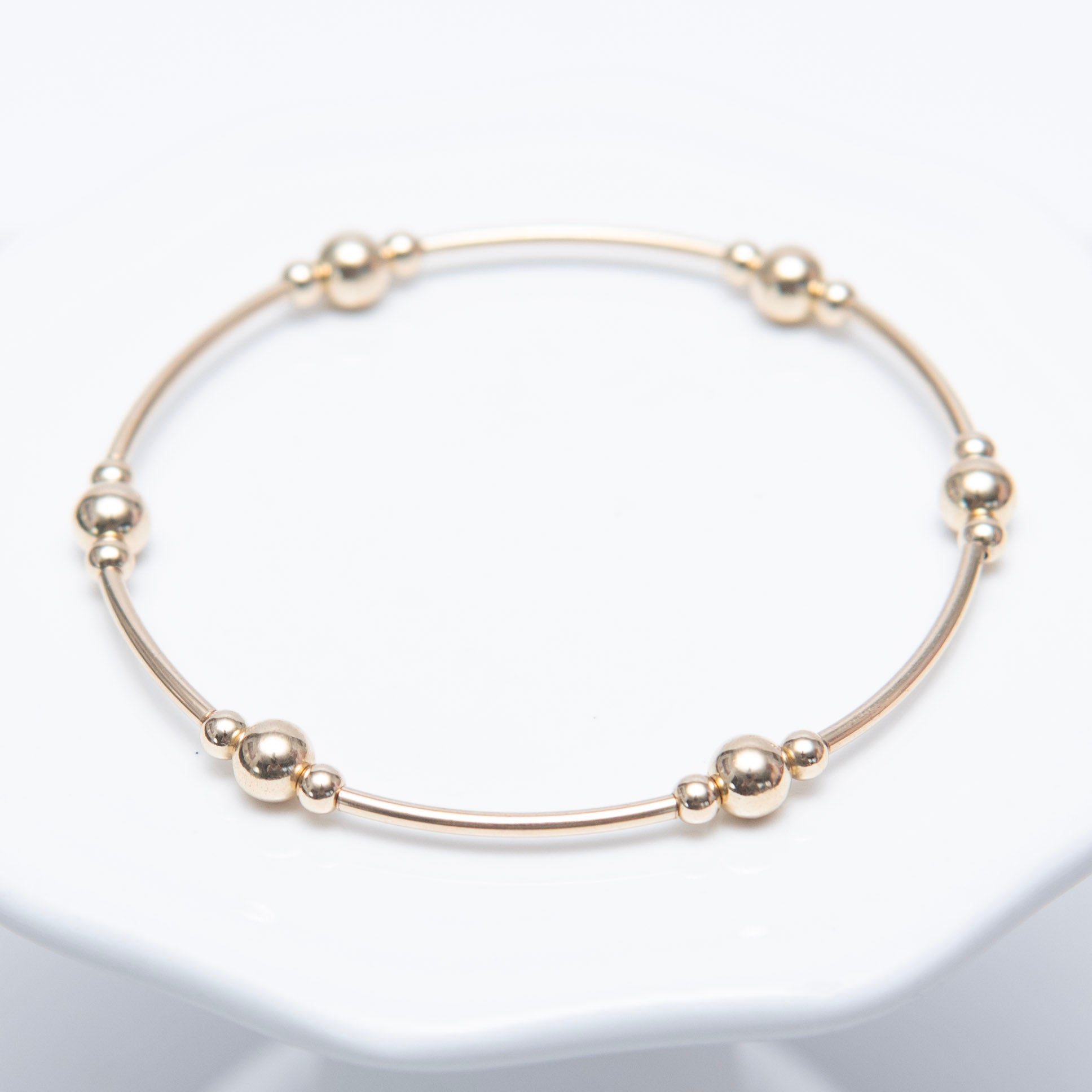 14k Gold Filled Beaded Lux Tube Bracelet - Jewel Ya