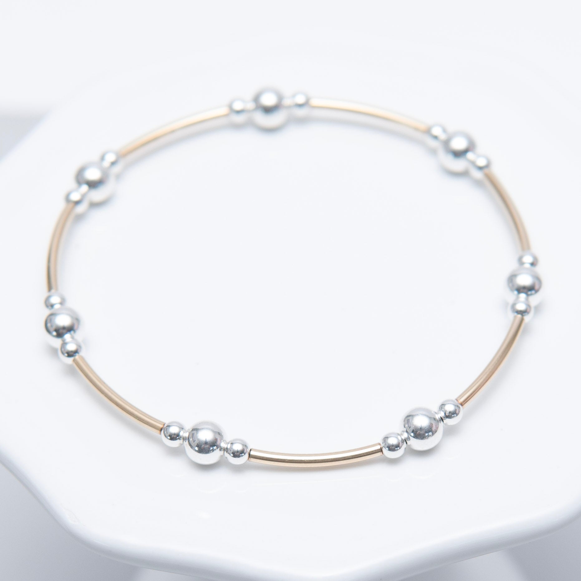 Mixed Metal Beaded Lux Tube Bracelet - Jewel Ya