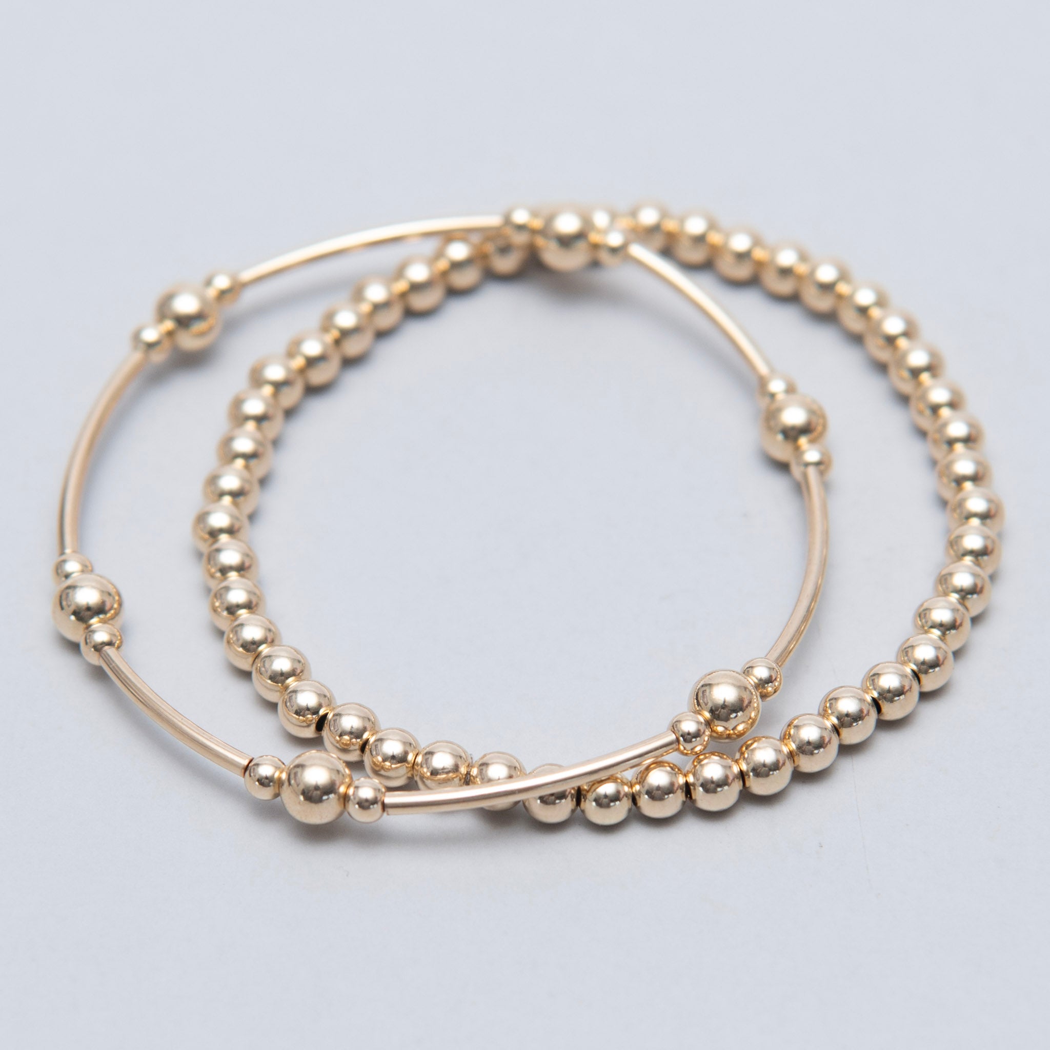 14k Gold Filled Beaded Lux Tube Bracelet - Jewel Ya