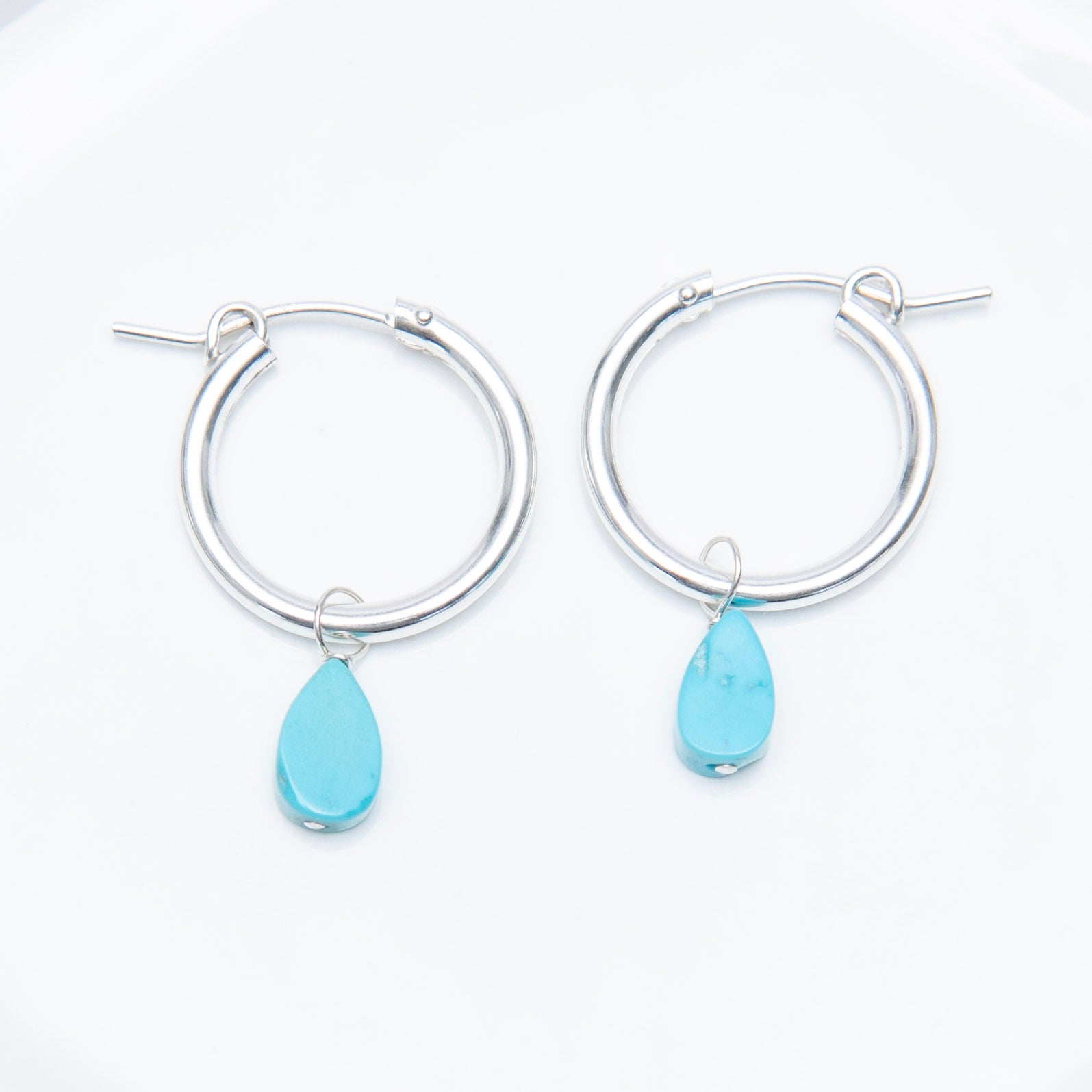 Turquoise Teardrop Hoop Drops - Jewel Ya