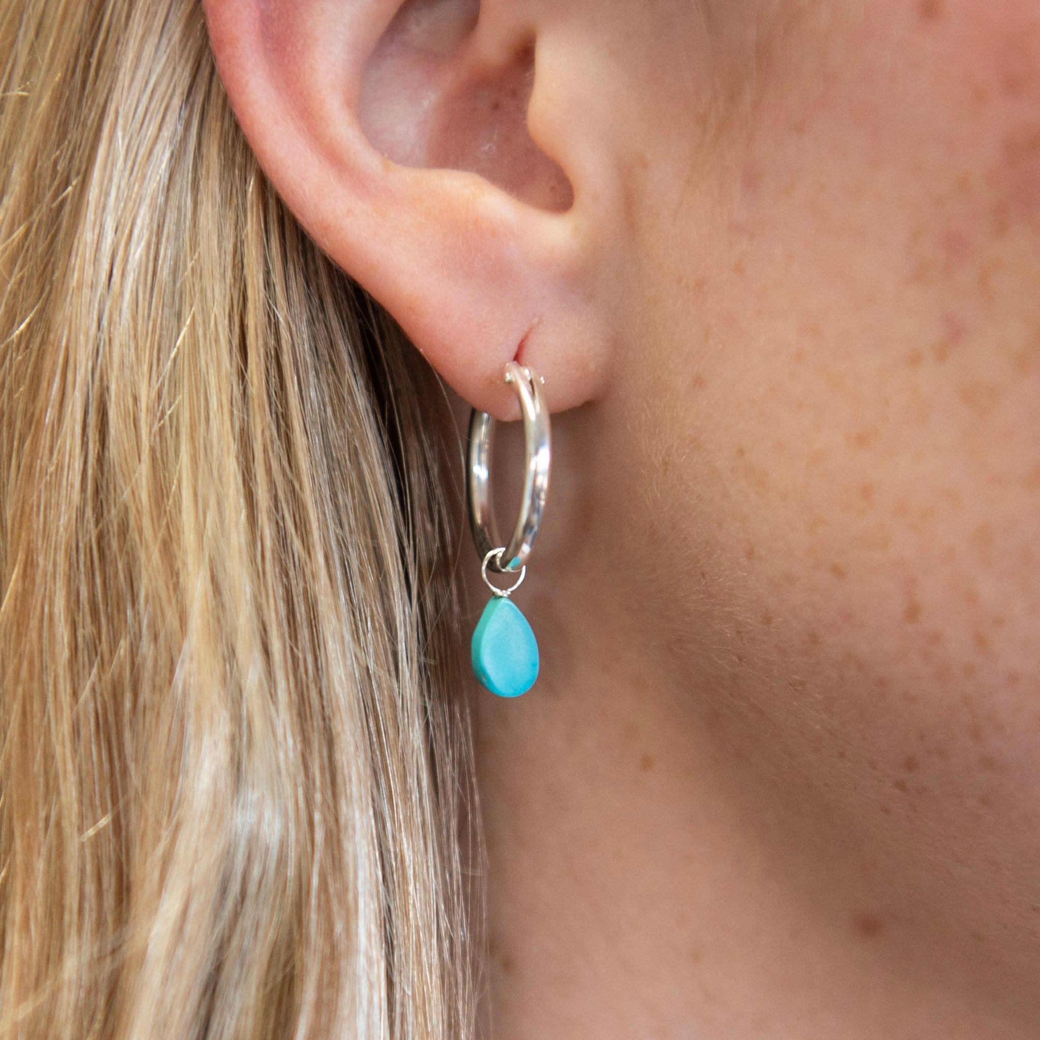 Turquoise Teardrop Hoop Drops - Jewel Ya