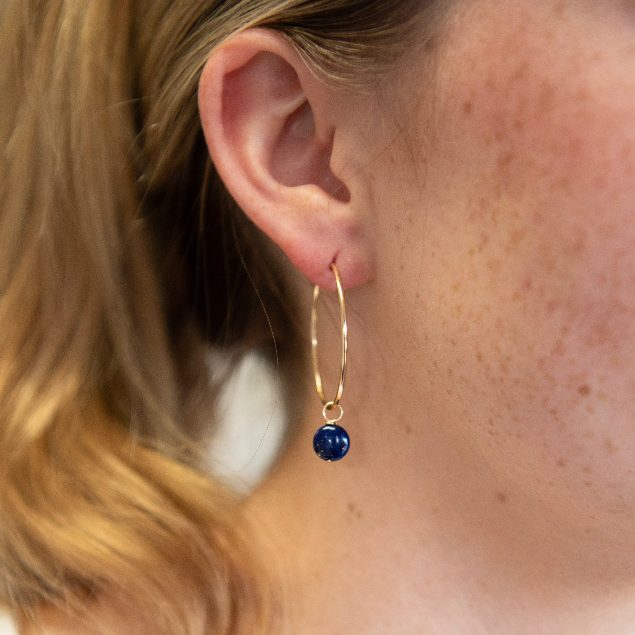 Lapis Coin Hoop Drops - Jewel Ya