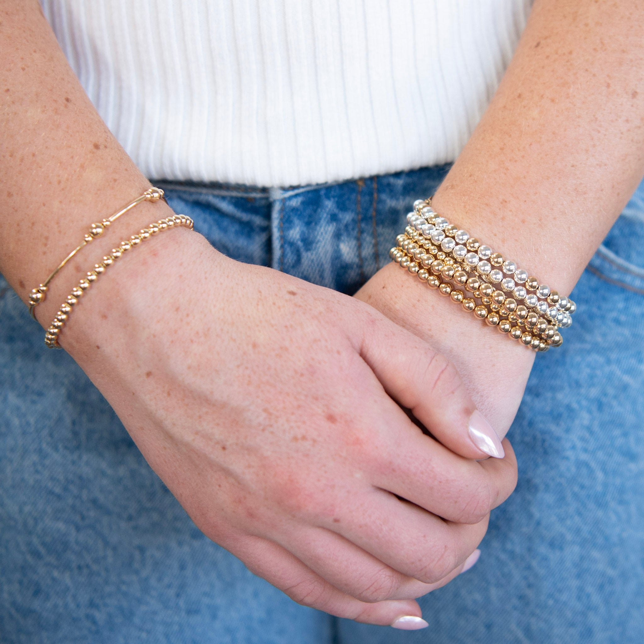 5mm Sterling Silver Beaded Bracelet - Jewel Ya