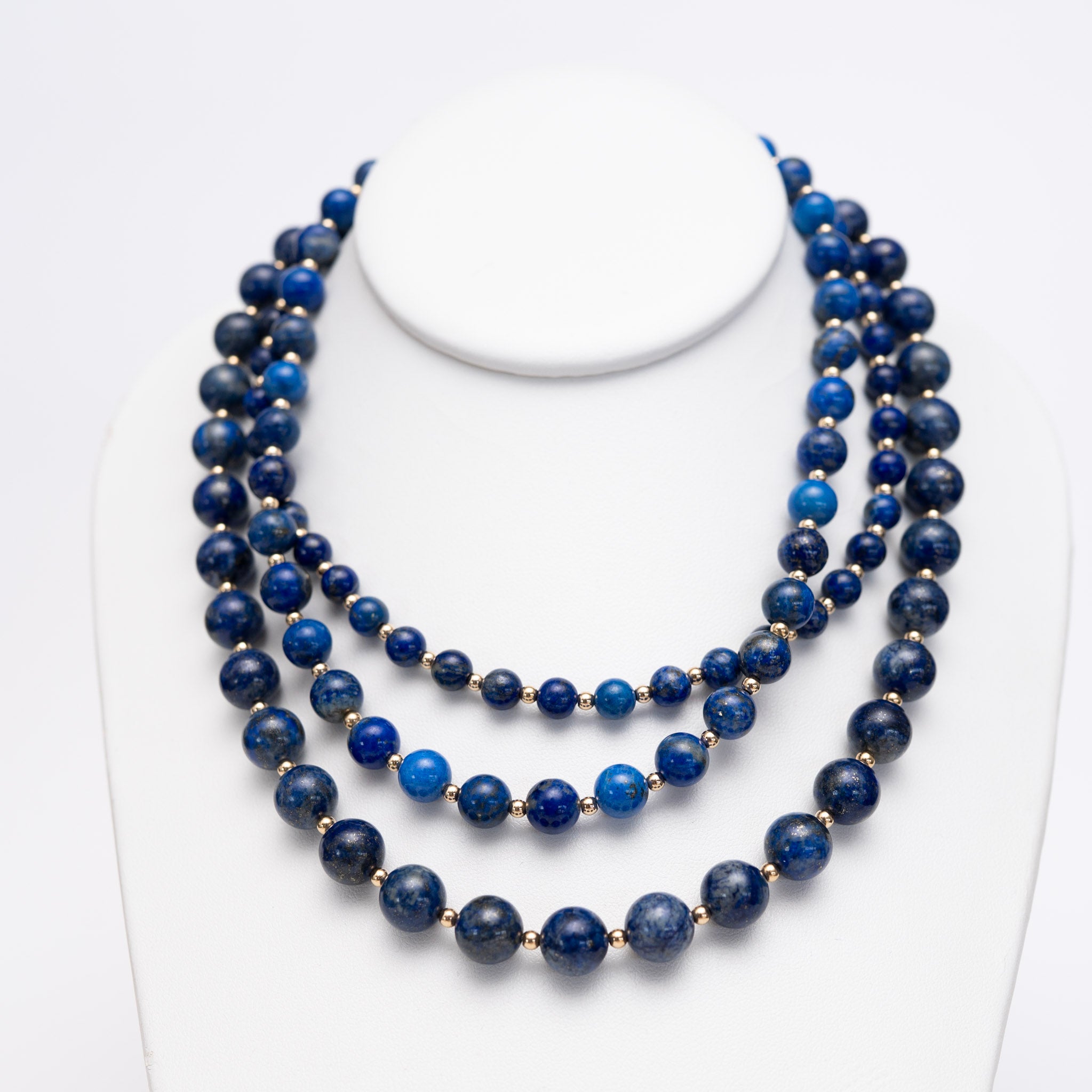 10mm Lapis & Beaded Lux Necklace