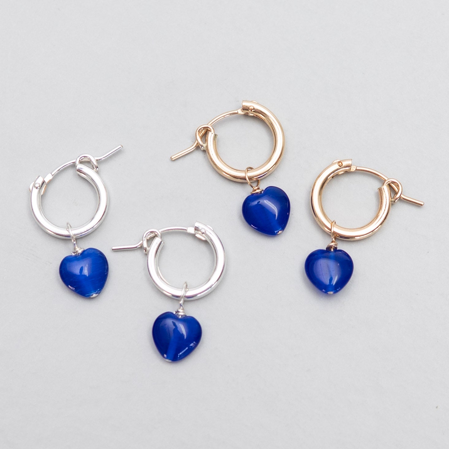 Tube Hoops & Blue Glass Heart Hoop Drops - ALS Fundraiser