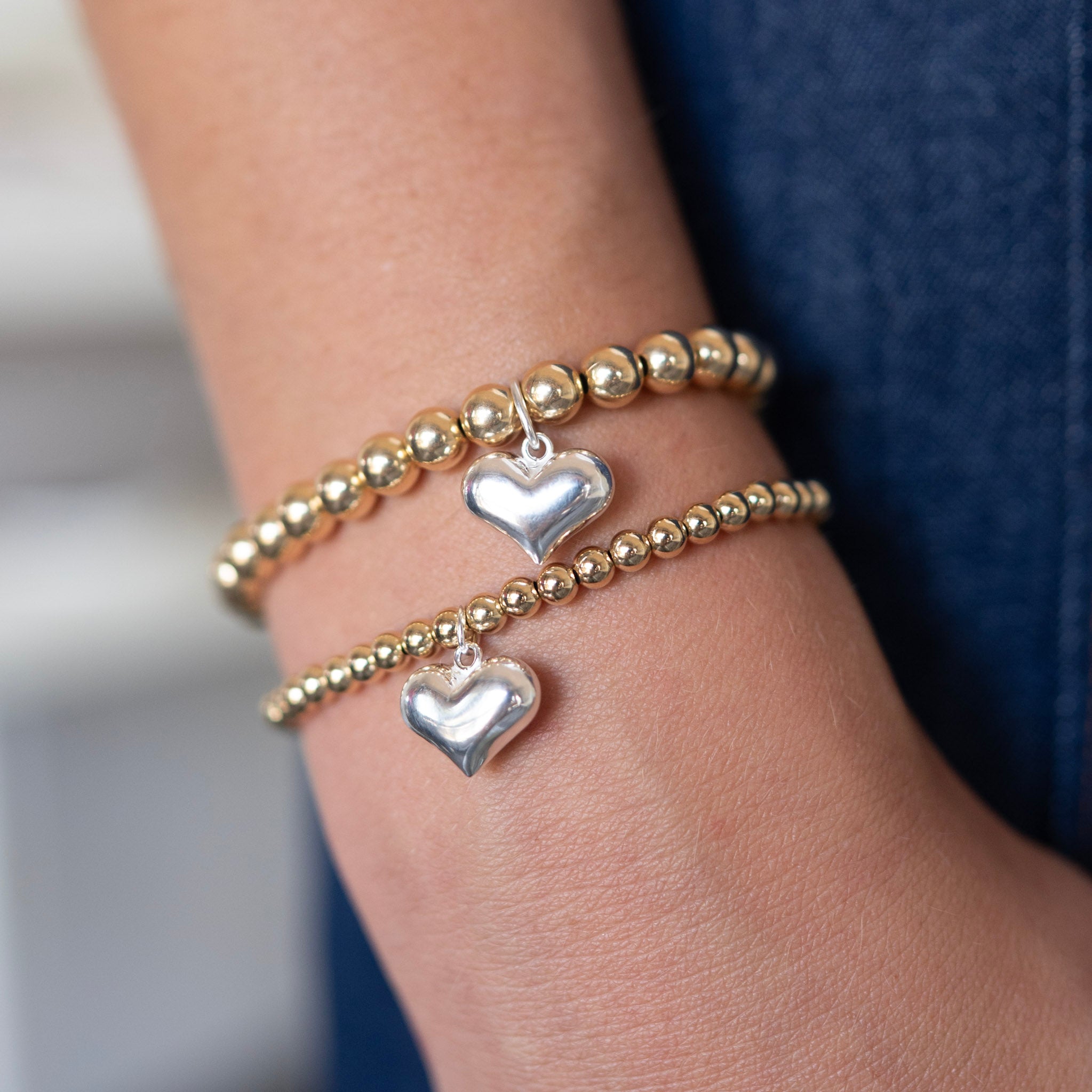 Beaded Lux Puffy Heart Bracelet - Jewel Ya