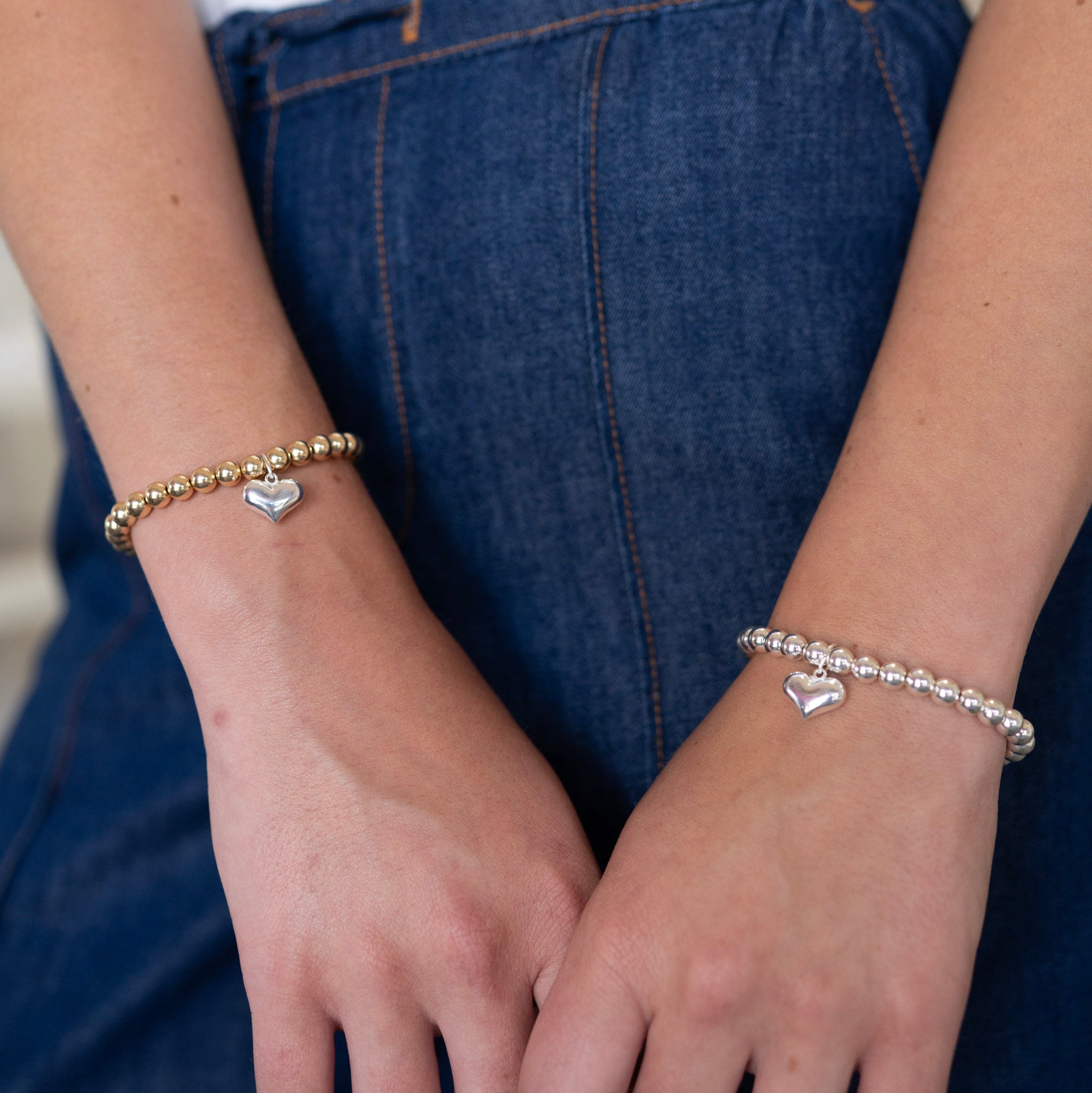 Beaded Lux Puffy Heart Bracelet - Jewel Ya