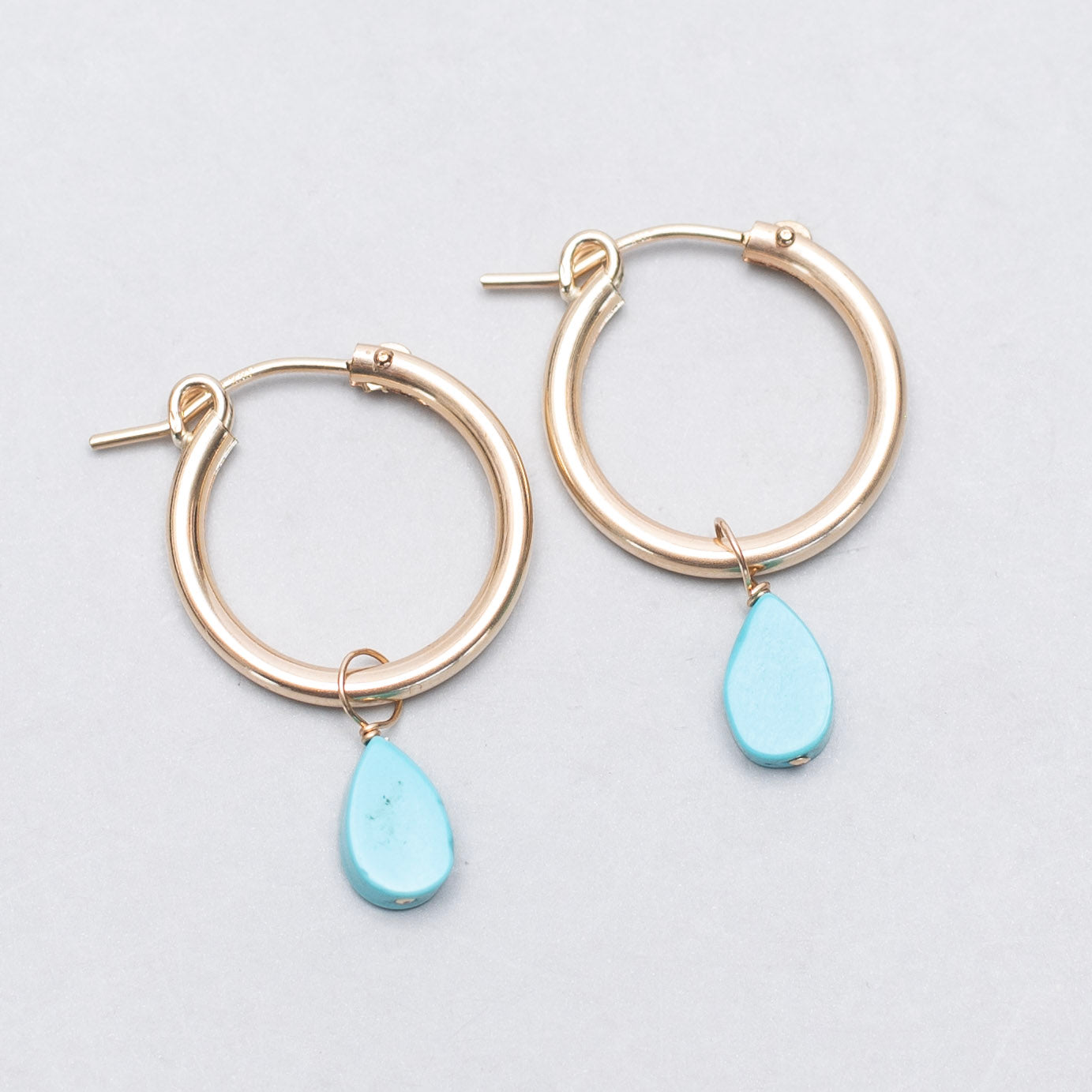 Turquoise Teardrop Hoop Drops - Jewel Ya