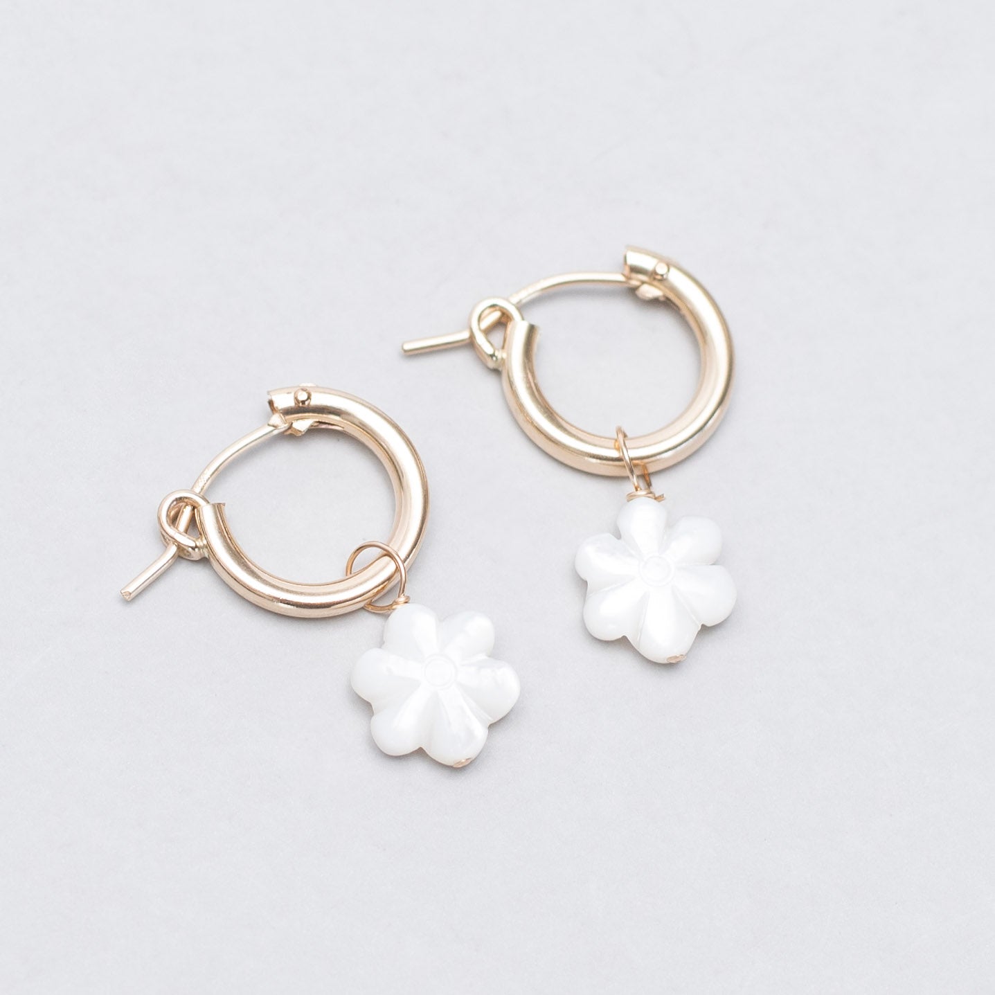 Mother of Pearl Flower Hoop Drops - Jewel Ya