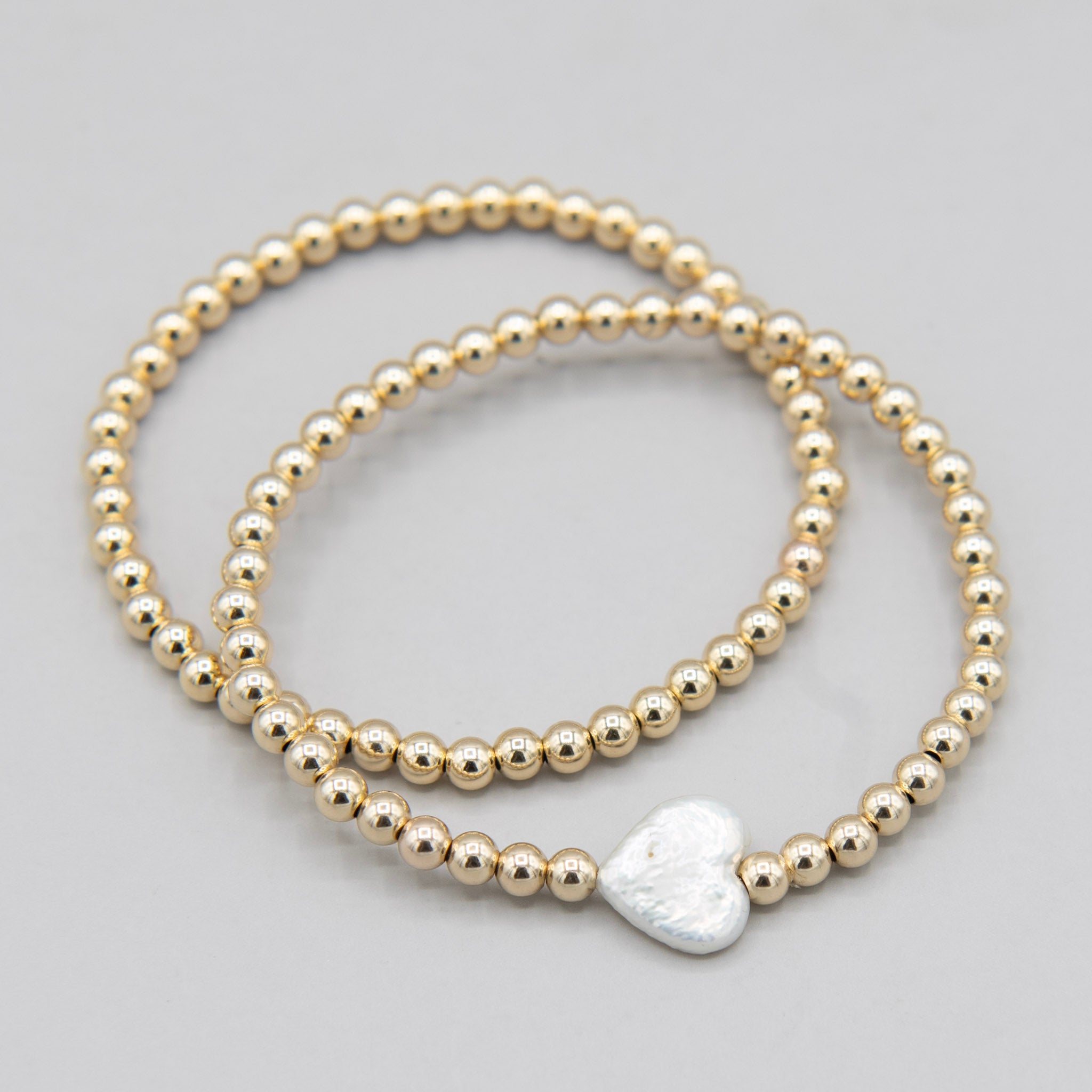 Freshwater Pearl Heart & Beaded Lux Bracelet Set