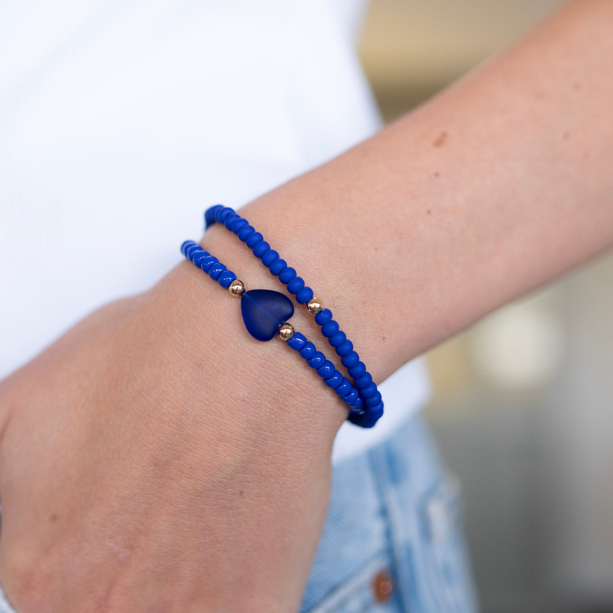 Summer Stacker Seed Bead Heart Bracelet Set