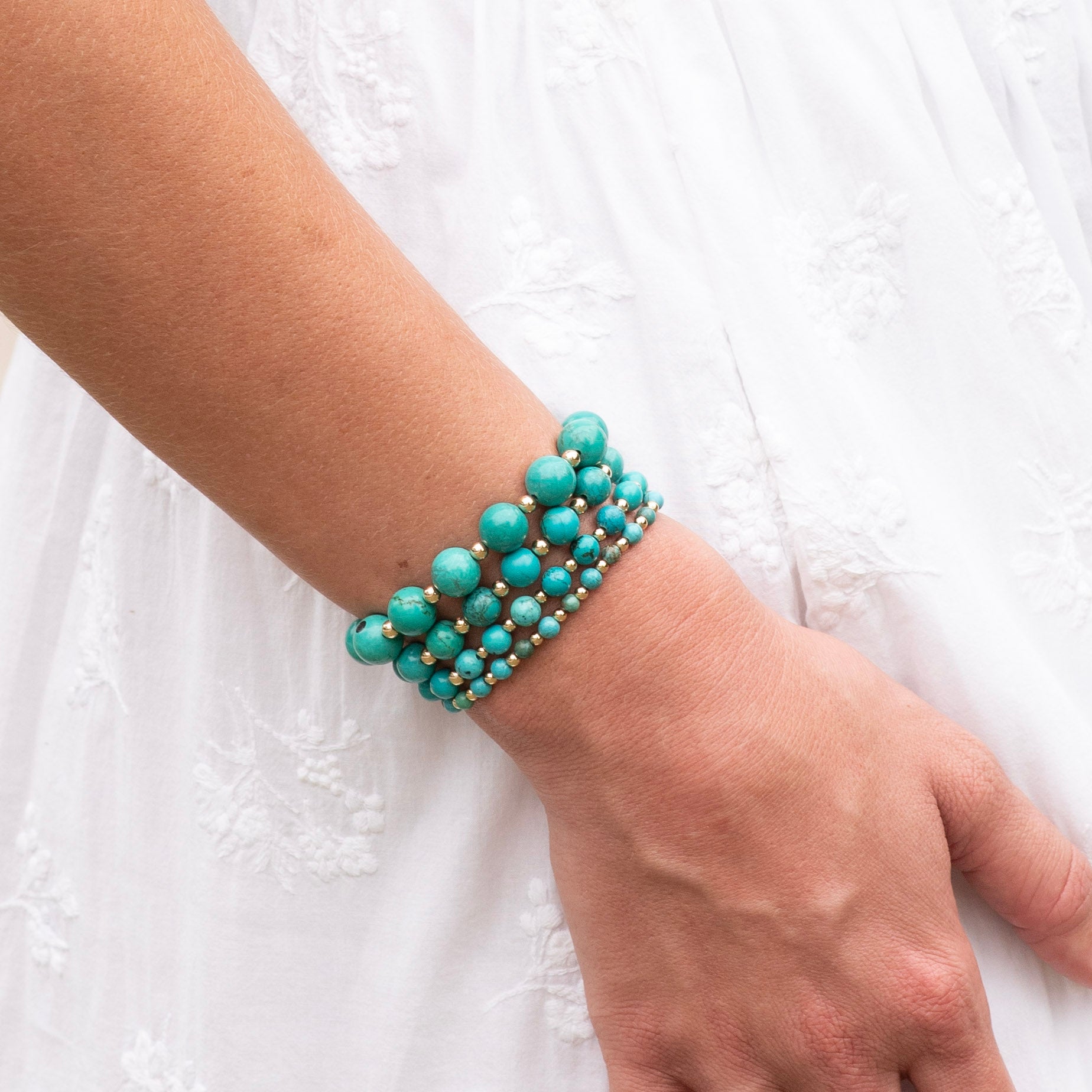 6mm Turquoise & Beaded Lux Bracelet