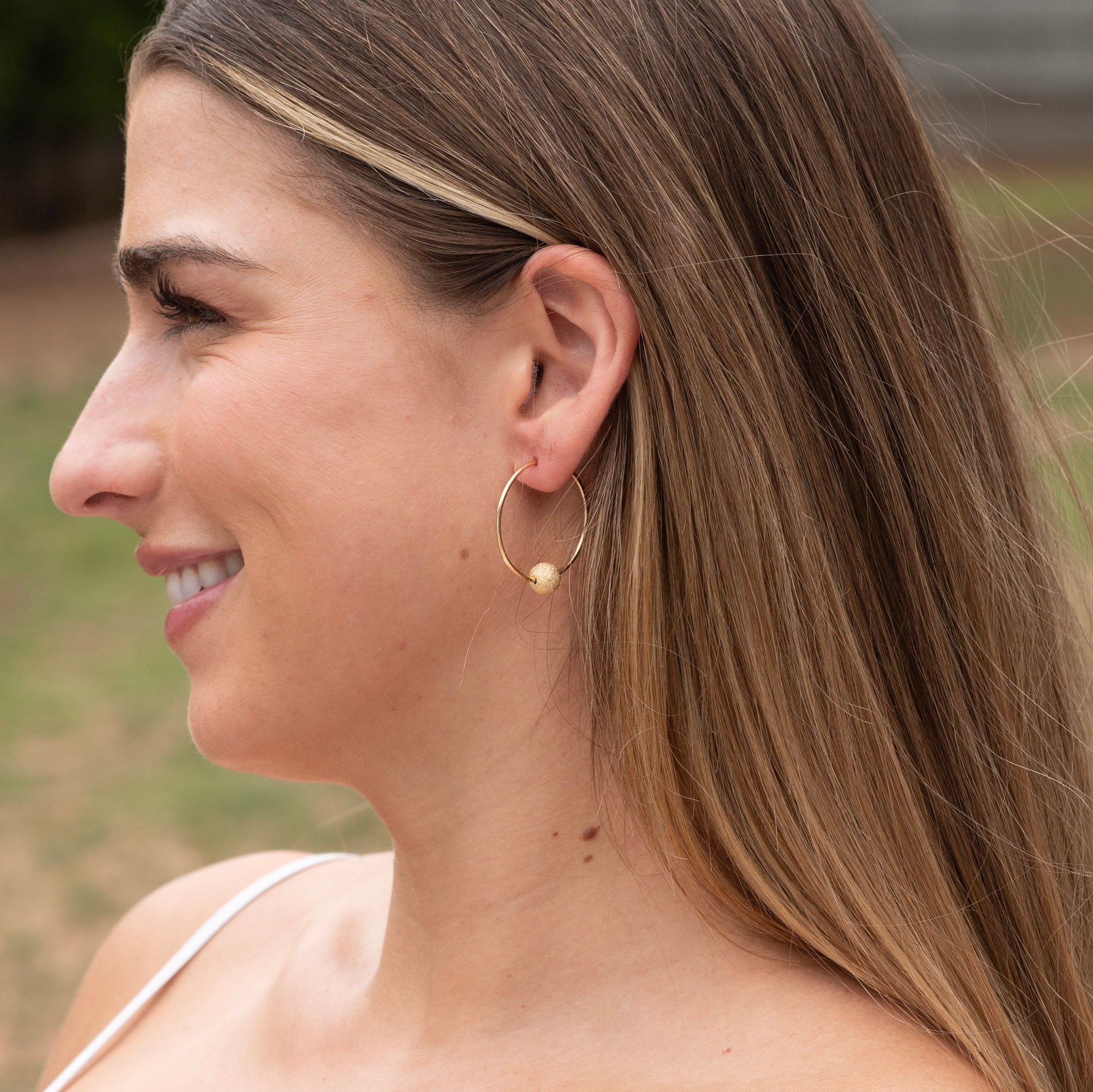 Hoop Earring & Sparkle Ball Drop Set