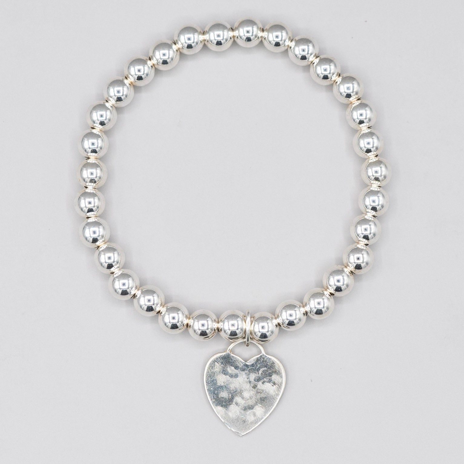 6mm Sterling Silver Heart Bracelet