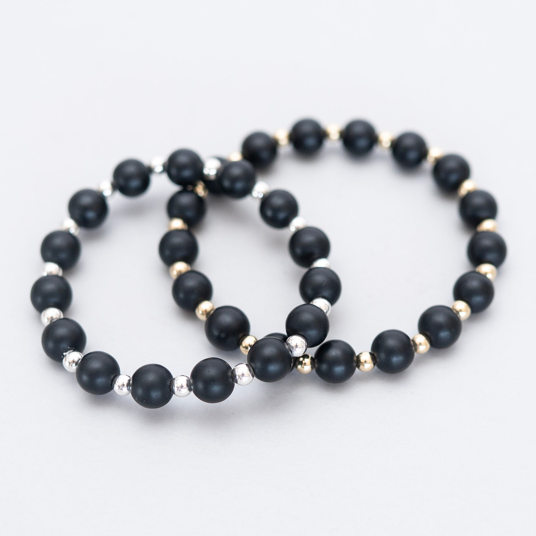 6mm Matte Black & Beaded Lux Bracelet - Jewel Ya