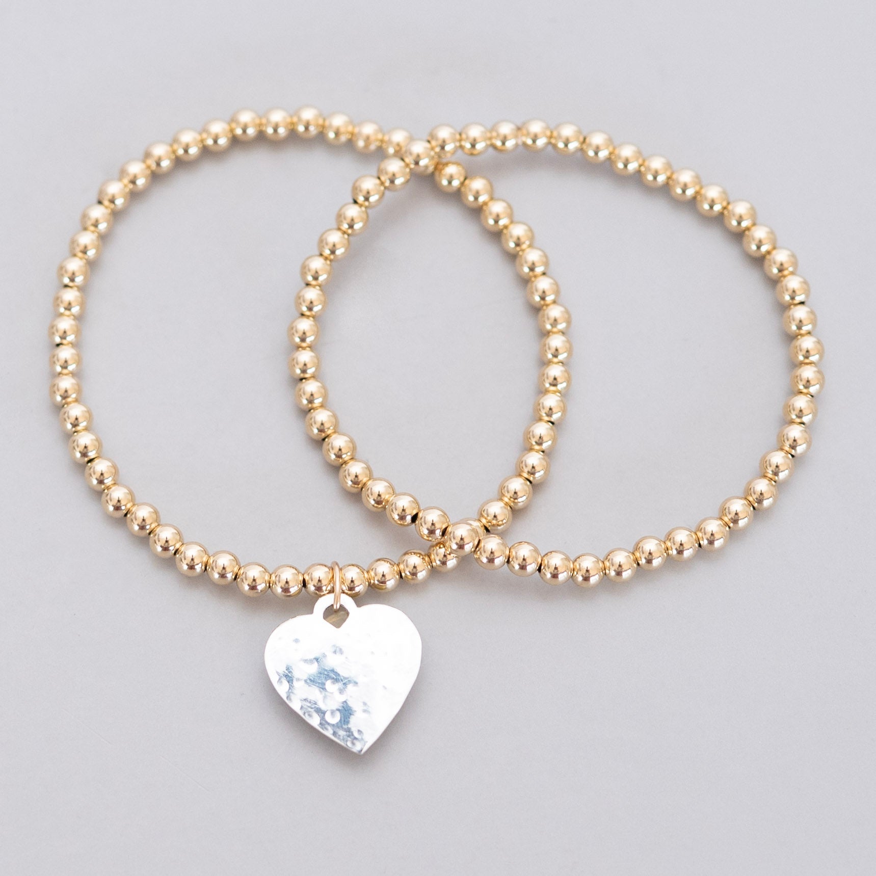 Beaded Lux Mixed Metals Heart Bracelet Set