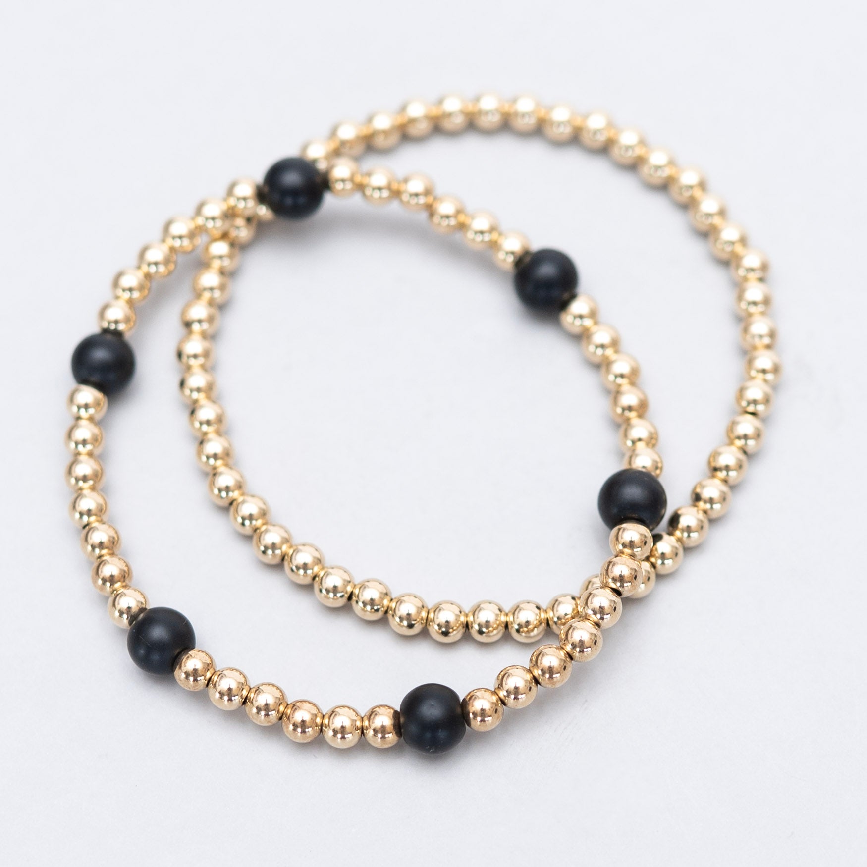 Black Onyx Station & Beaded Lux Bracelet Set