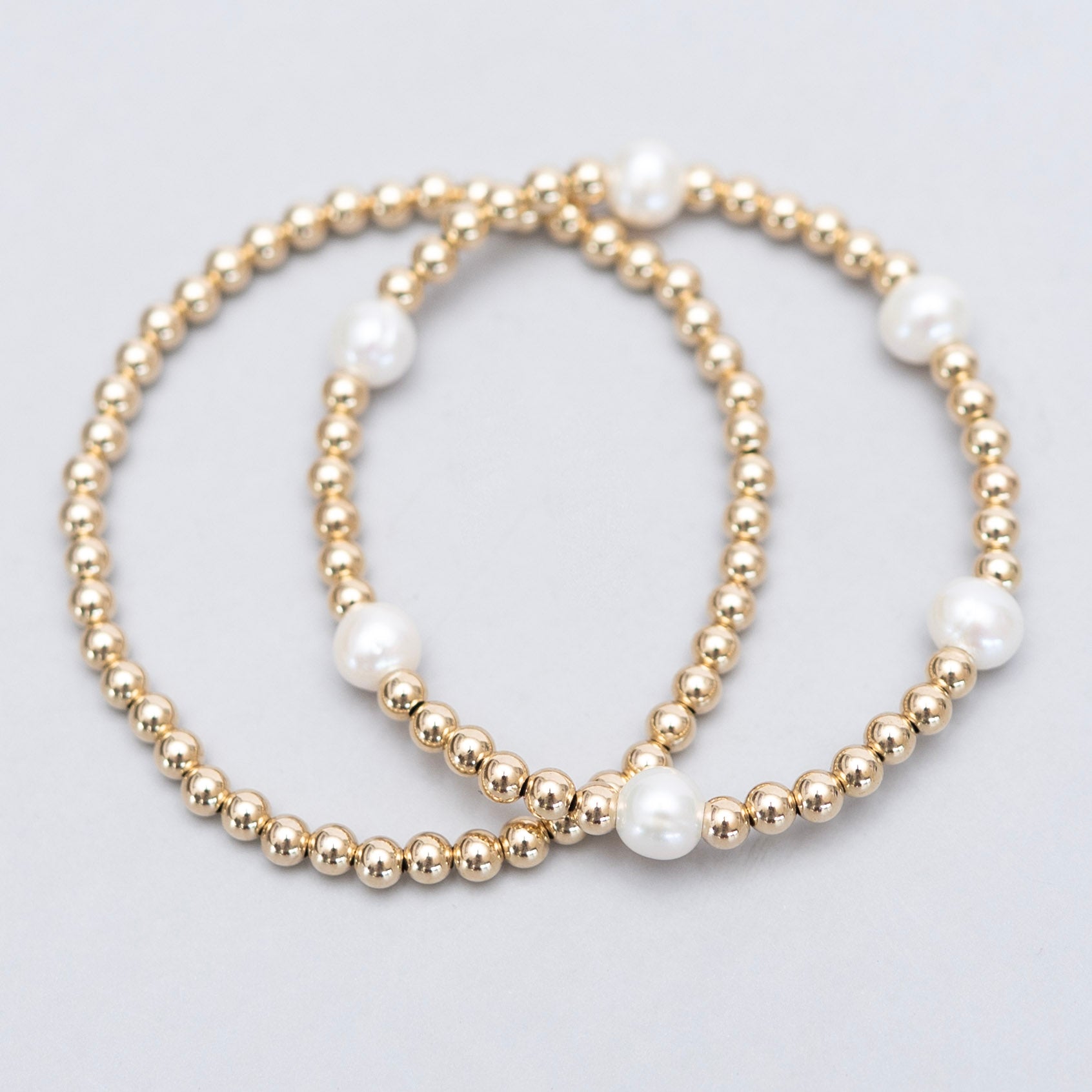 Freshwater Pearl Station & Beaded Lux Bracelet Set