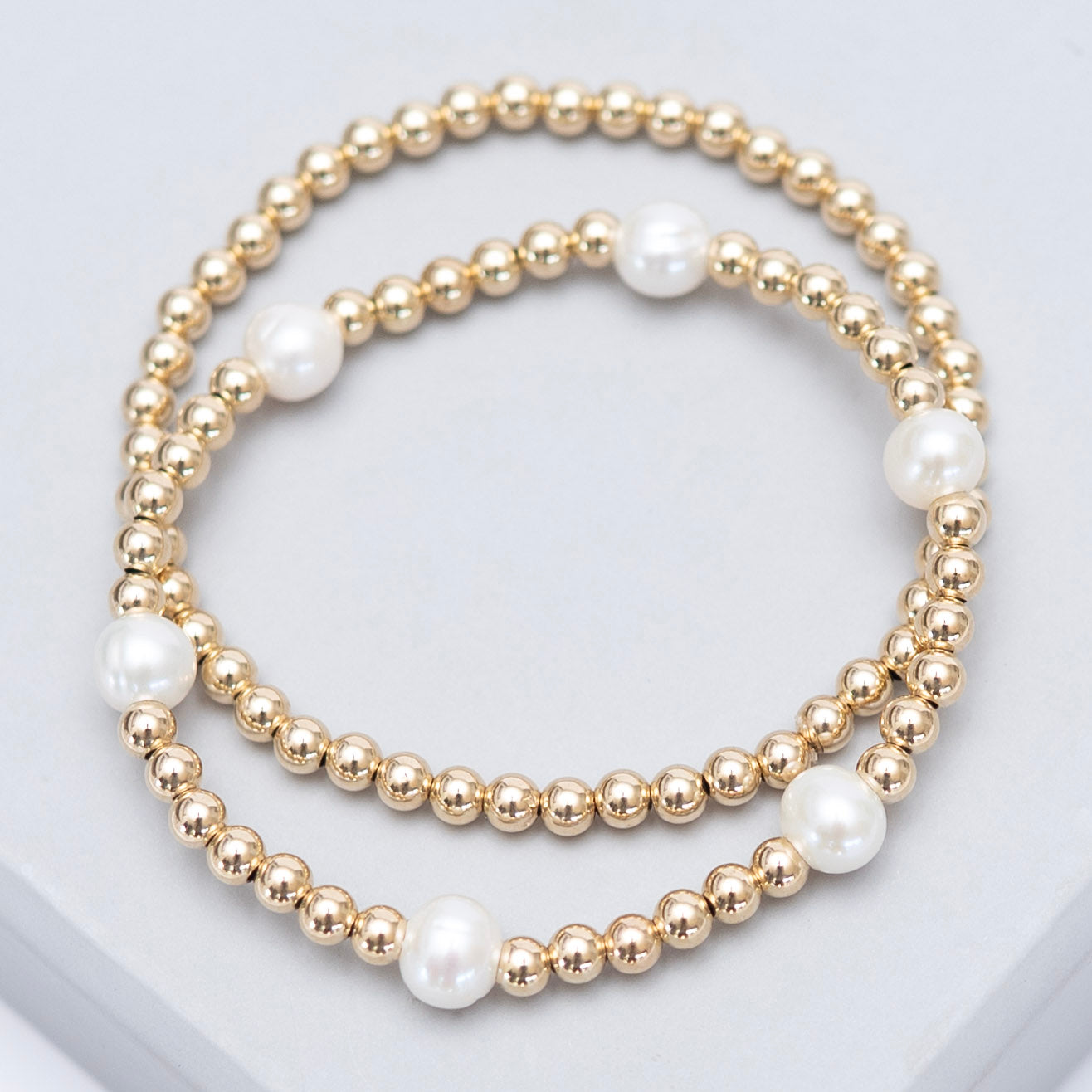 Freshwater Pearl Station & Beaded Lux Bracelet Set