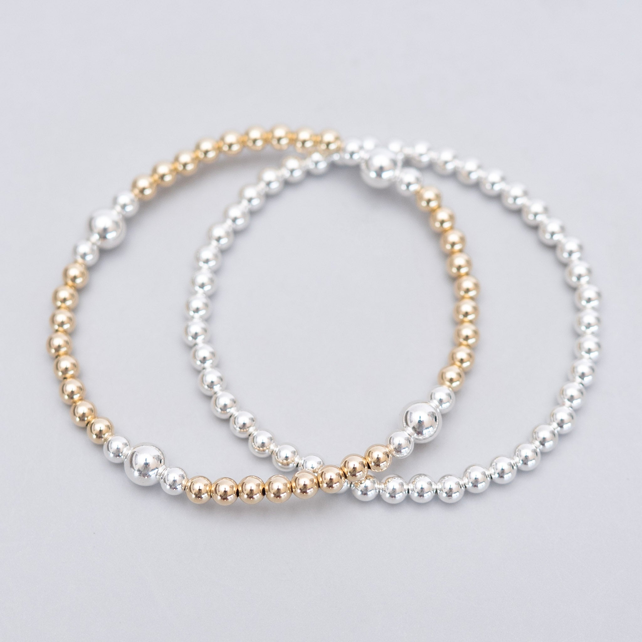 4mm & Mixed Metal Station Bracelet Set