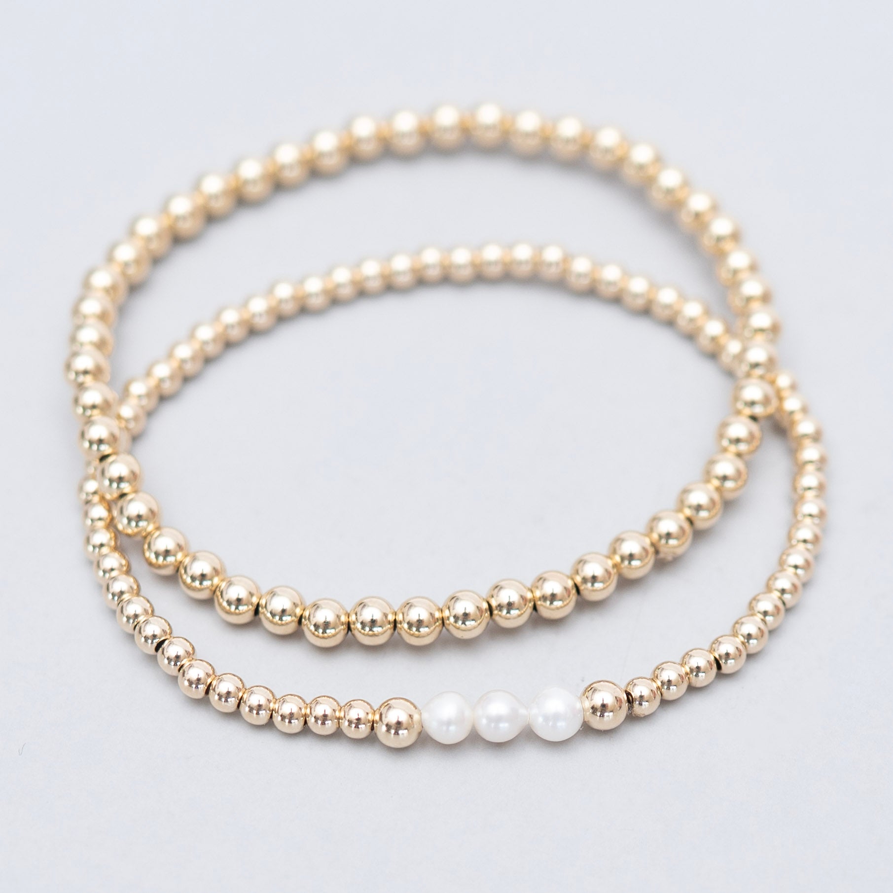 3mm Birthstone & 4mm Beaded Lux Bracelet Set