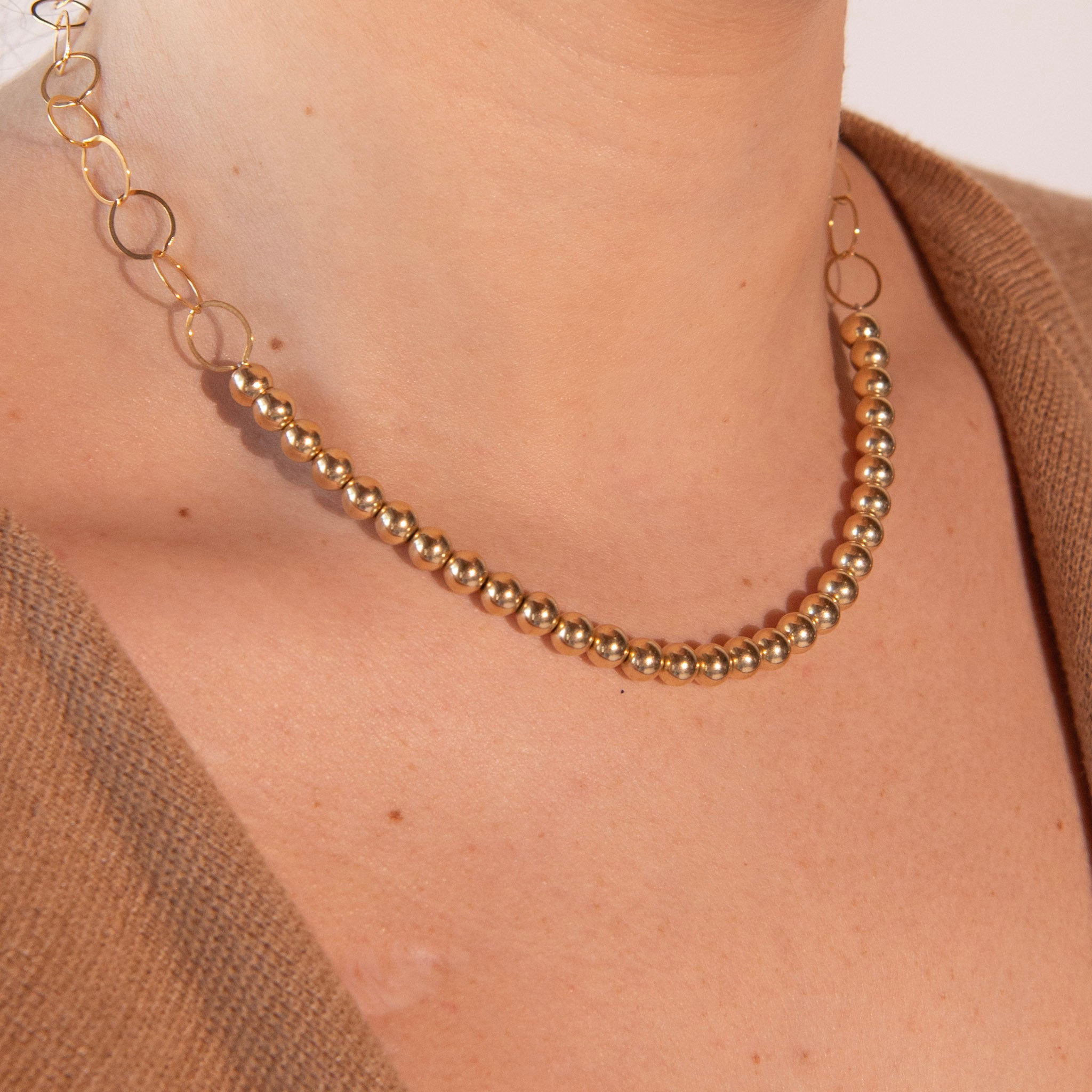 6mm Beaded Lux & Chain Necklace