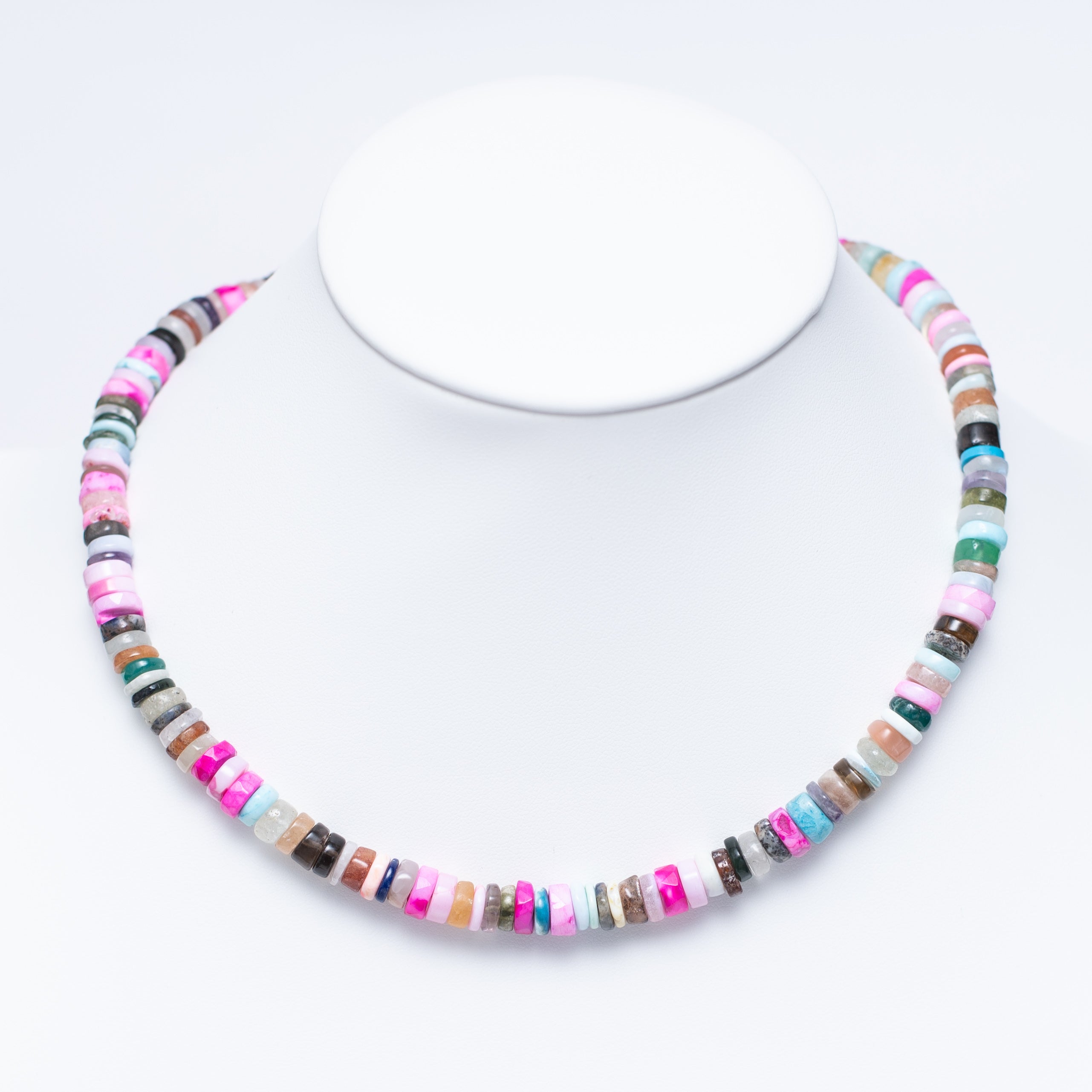 Disco Opal + Gemstone Slice Necklace