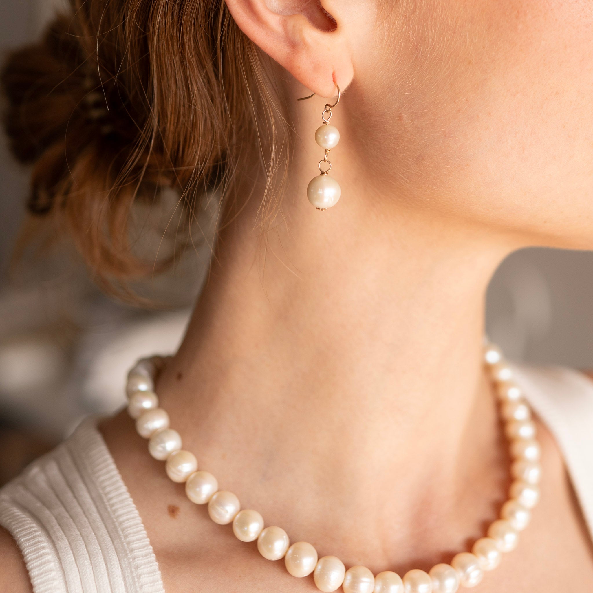 Elongated Freshwater Pearl Earrings