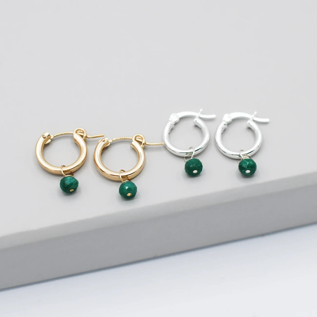 Tube Hoops & Birthstone Drops