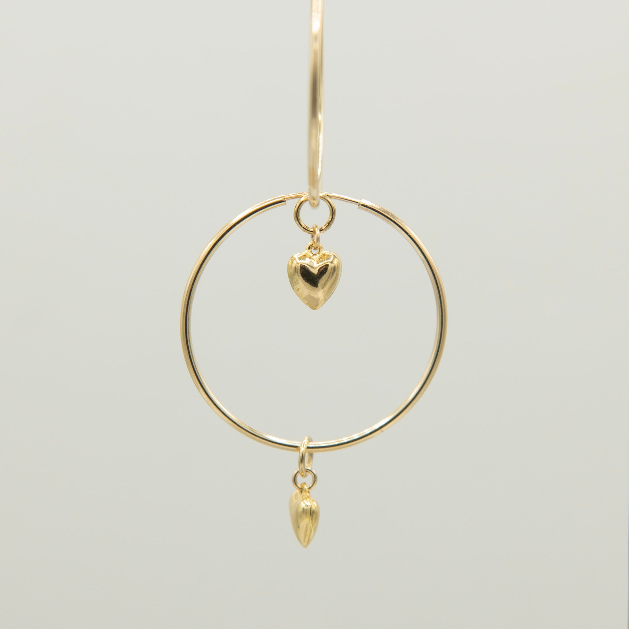 Endless Hoops & 14k Gold Filled Puffy Heart Drops