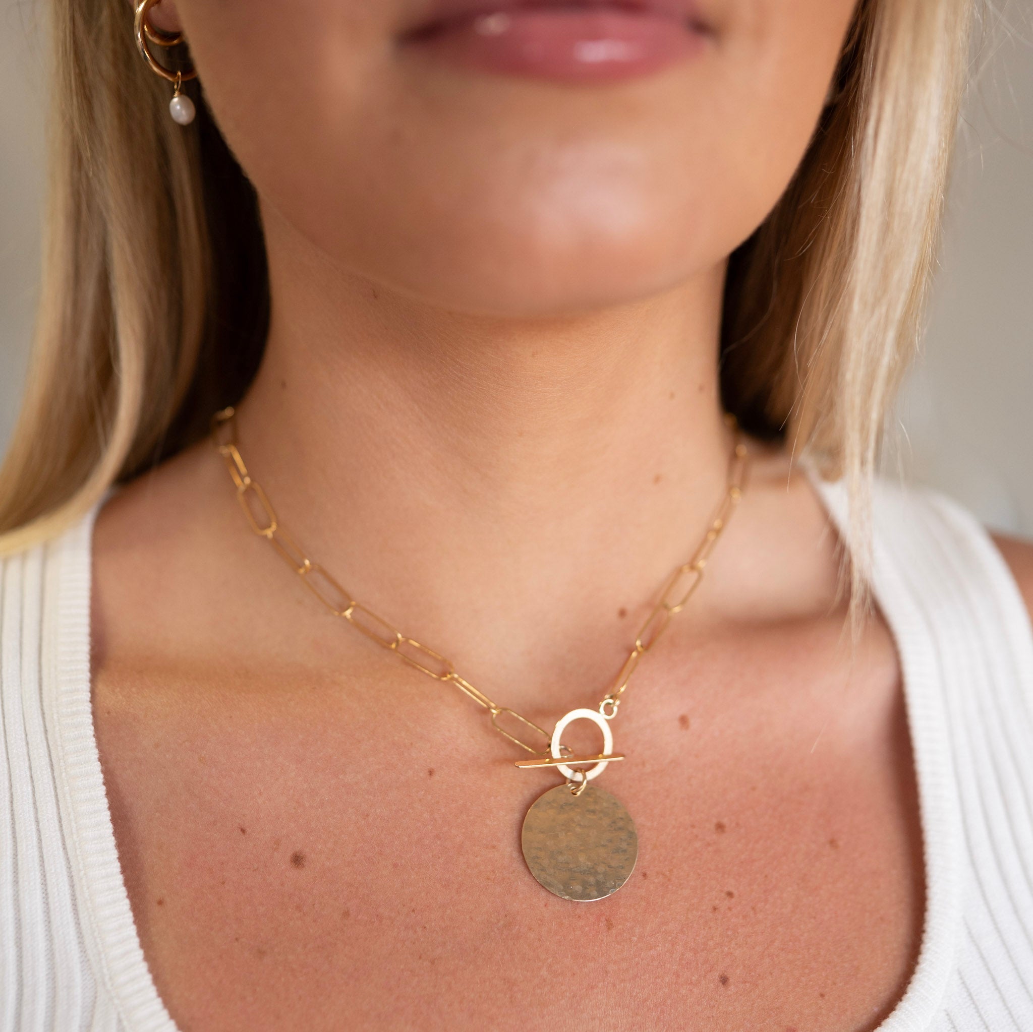 Extra Large Paperclip Toggle Charm Necklace