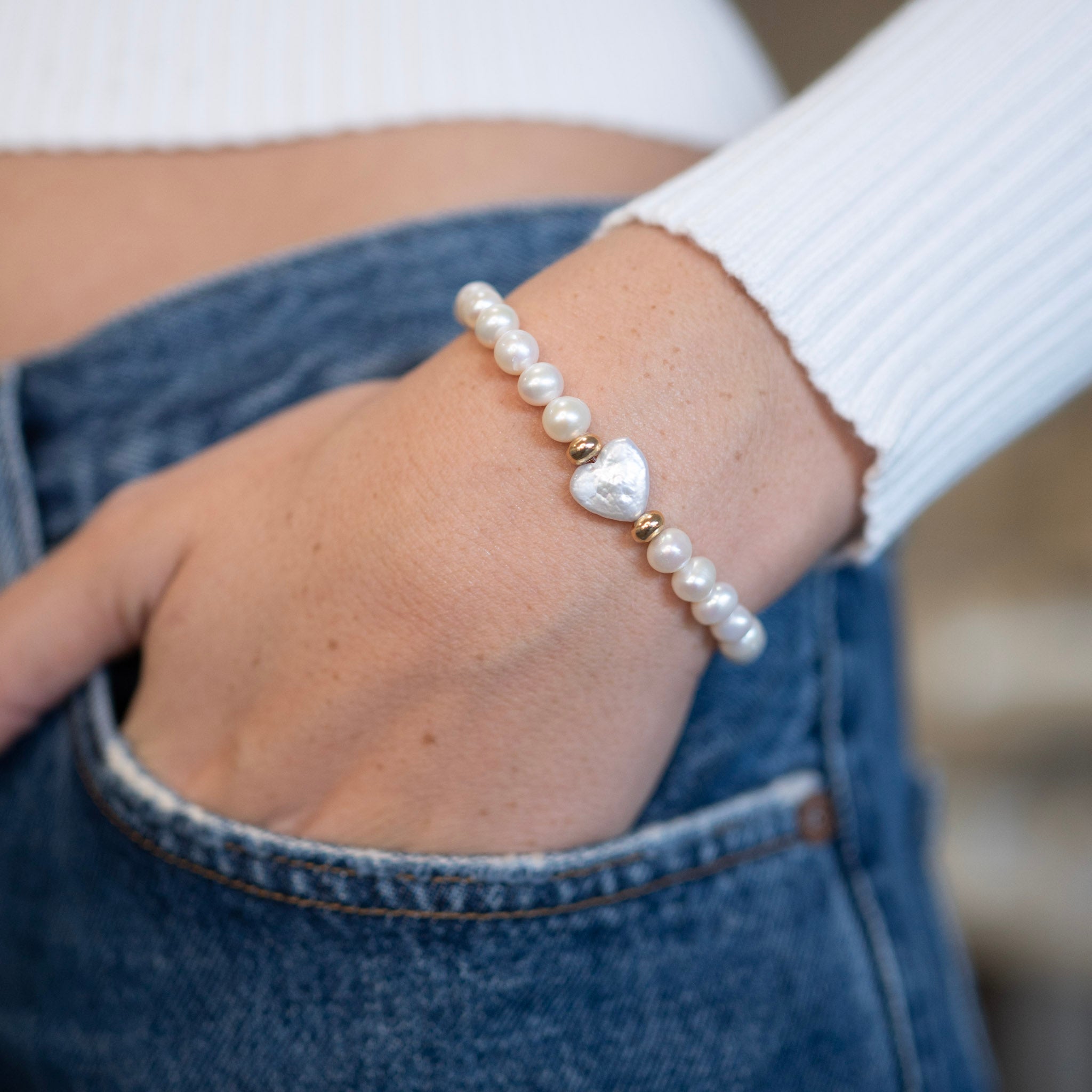 Freshwater Pearl Heart Bracelet