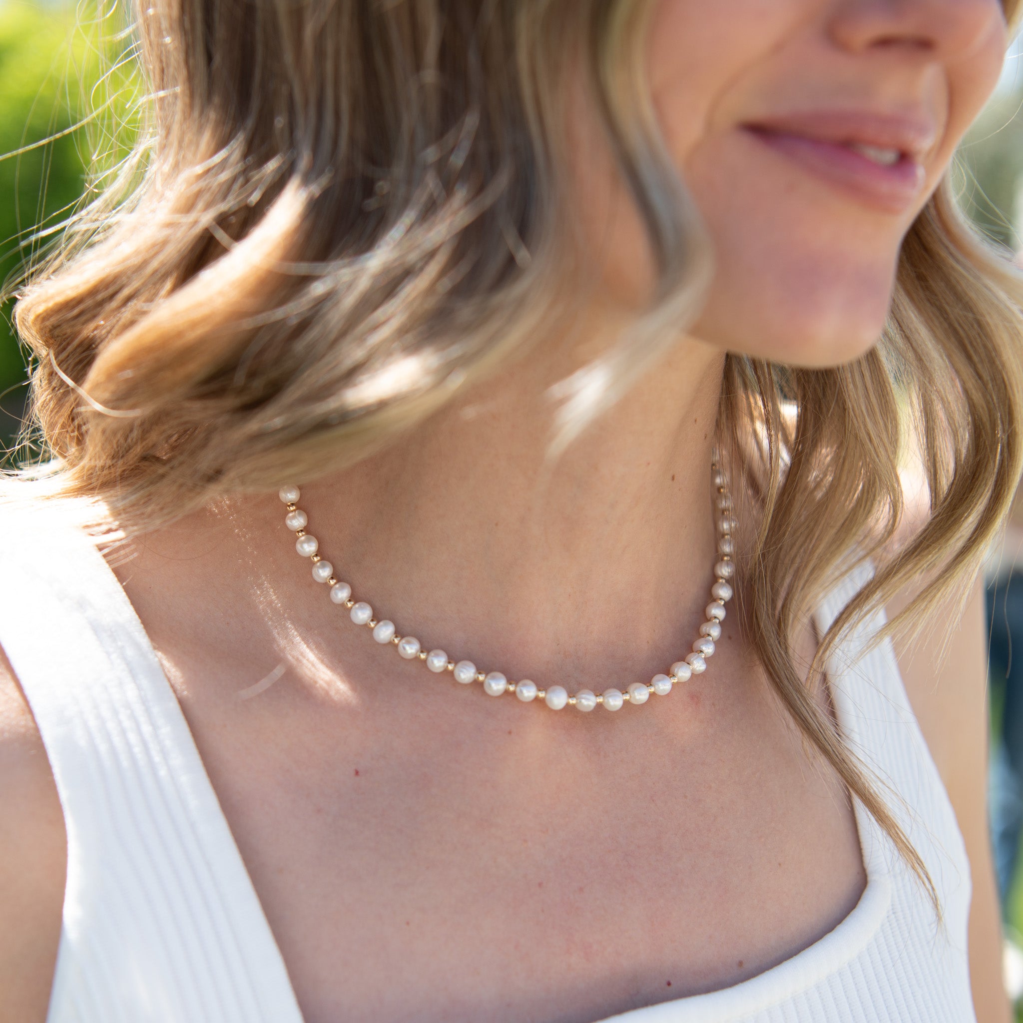 Freshwater Pearl & 14k Gold Filled Necklace - Jewel Ya