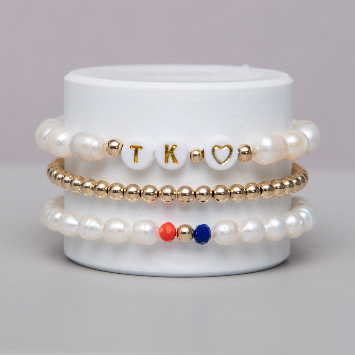 Freshwater Pearl Bracelet & 14k Gold Filled Trio Bracelet Stack - ALS Arizona Fundraiser