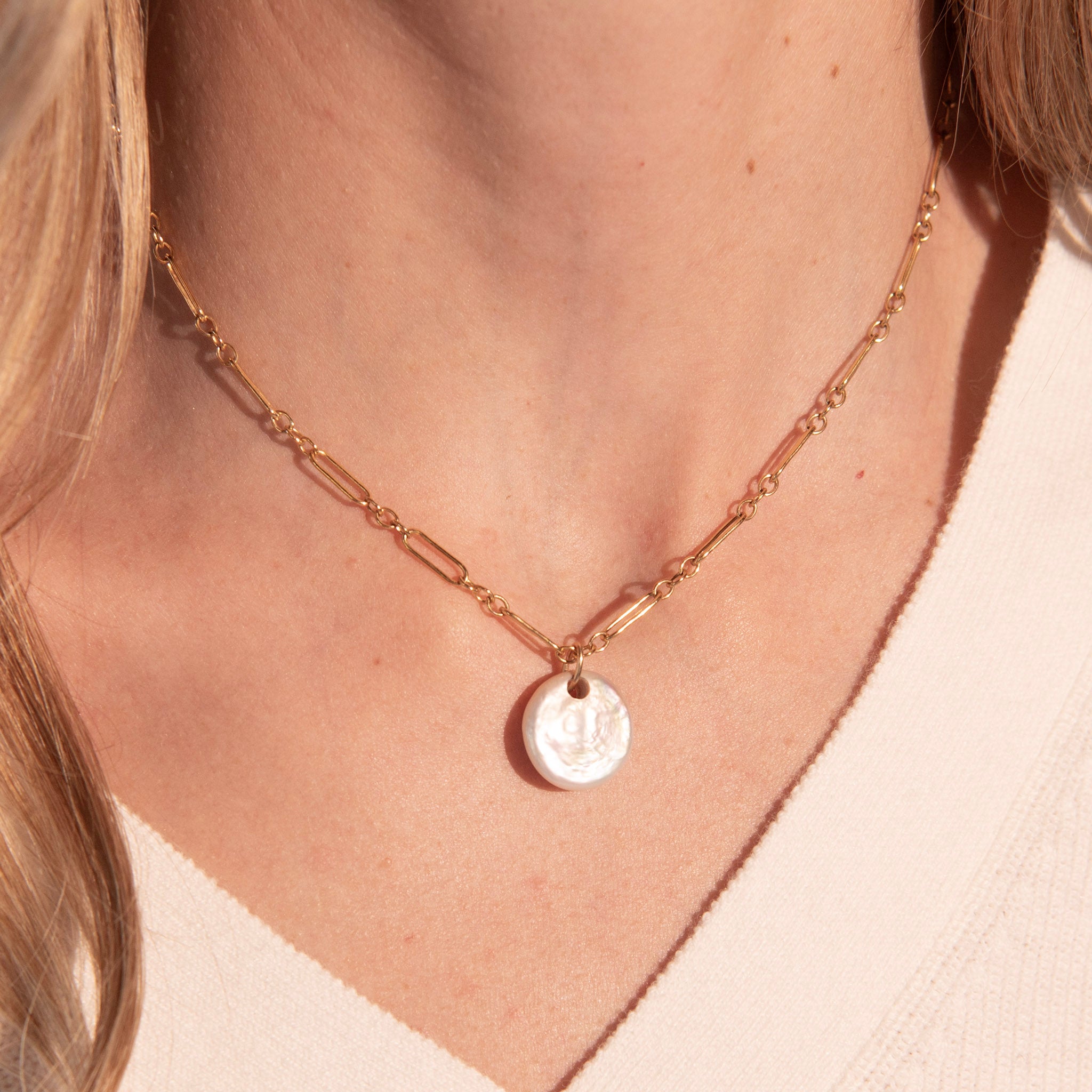 Freshwater Pearl Coin Necklace