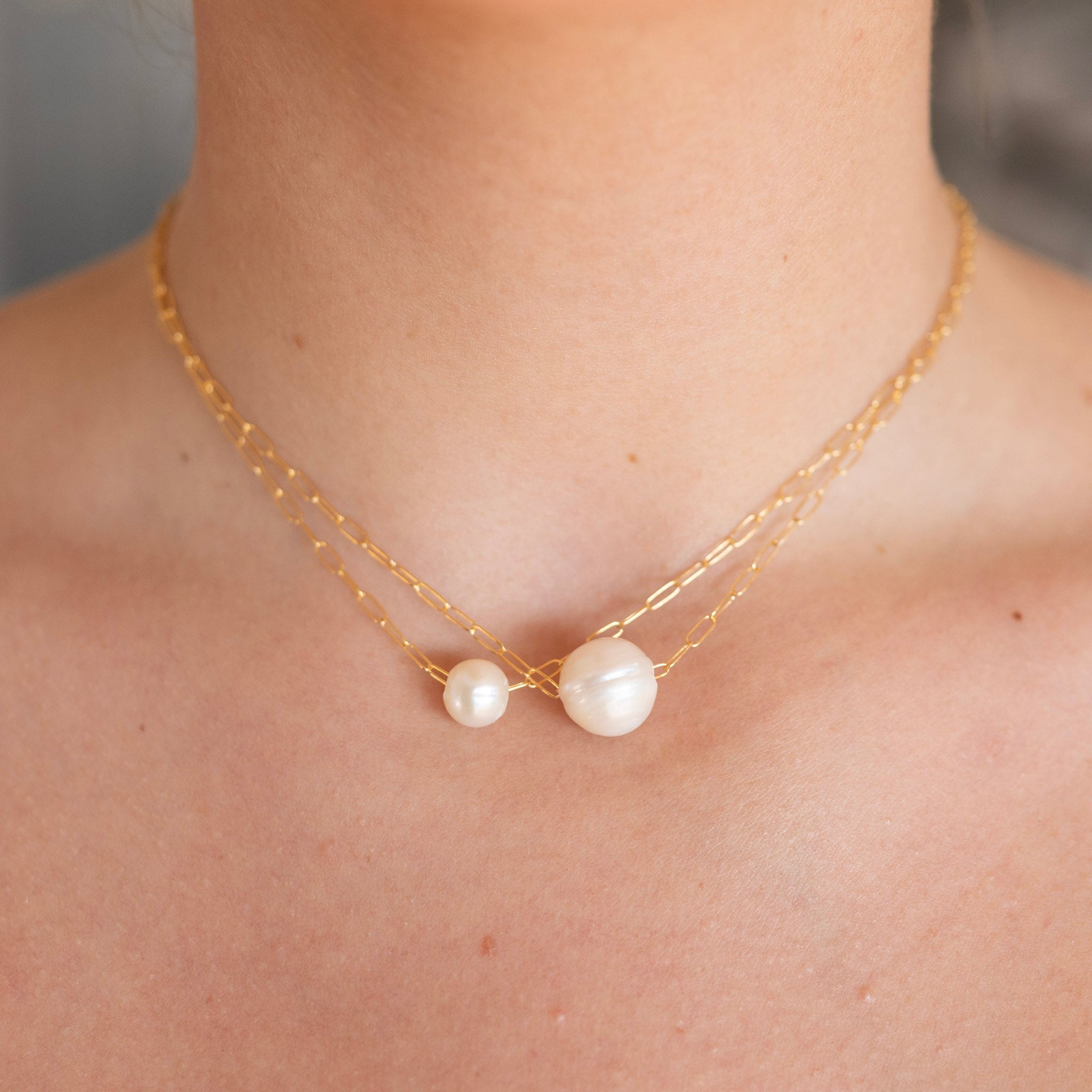 Paperclip Freshwater Pearl Necklace