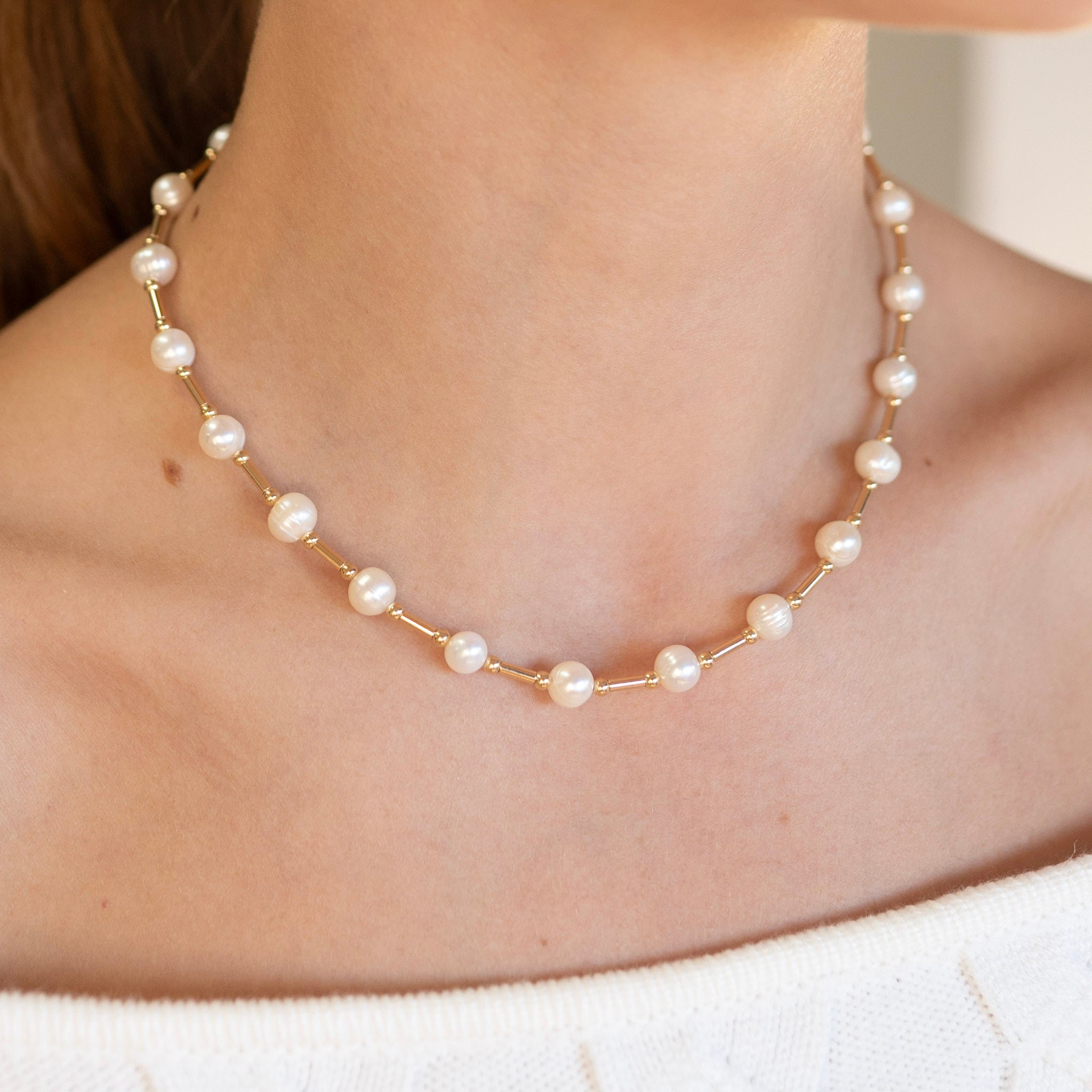 Freshwater Pearl Tube Necklace