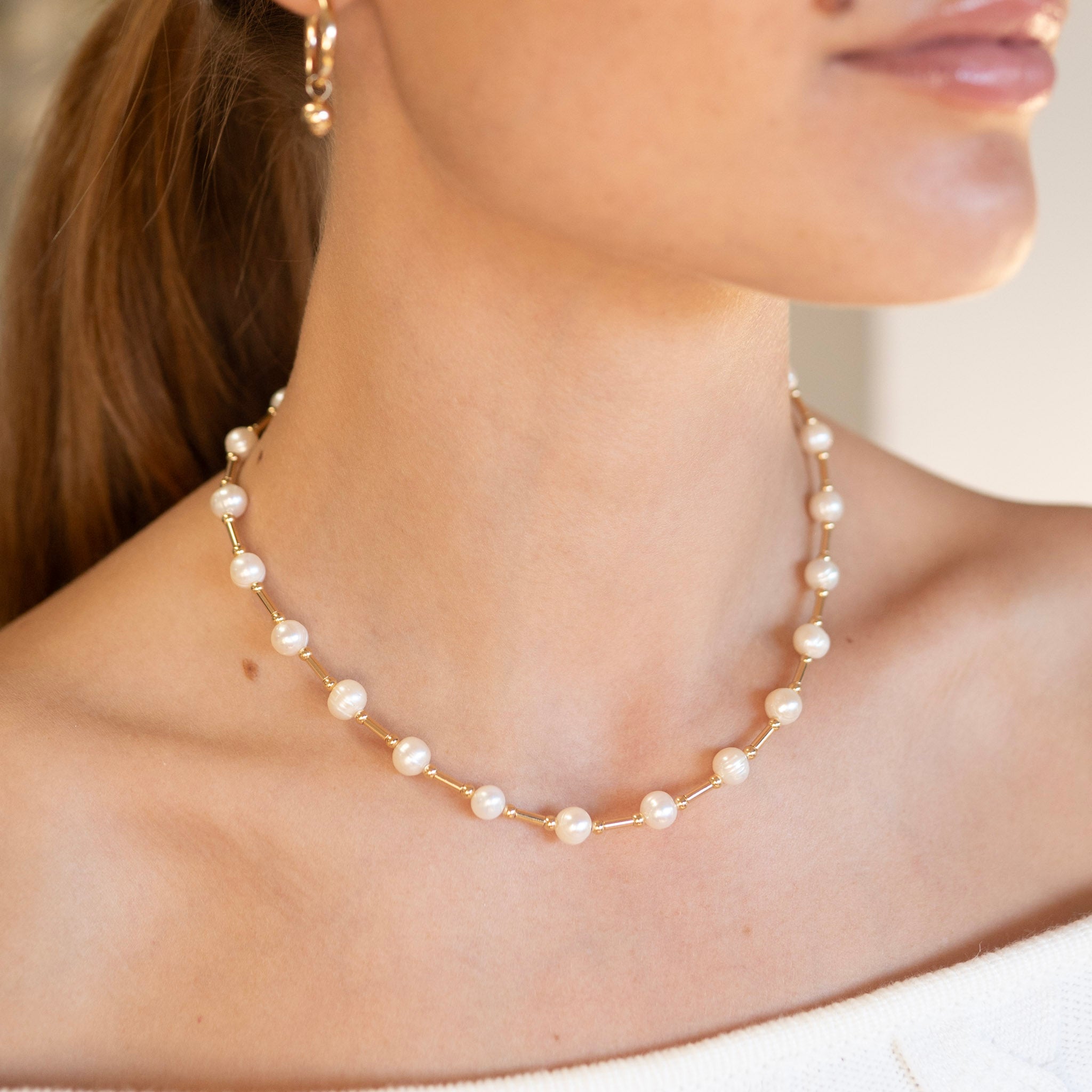 Freshwater Pearl Tube Necklace