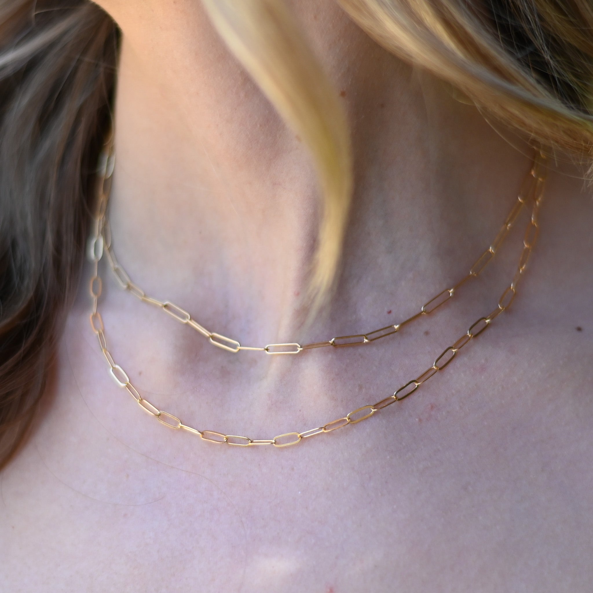 14k Gold Filled Large Paper Clip Layering Chain