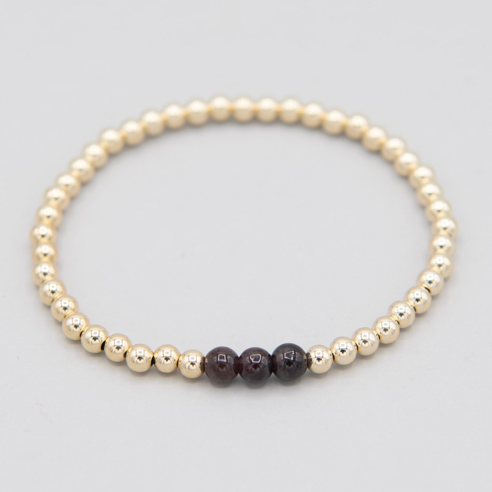 January Garnet Beaded Lux Bracelet