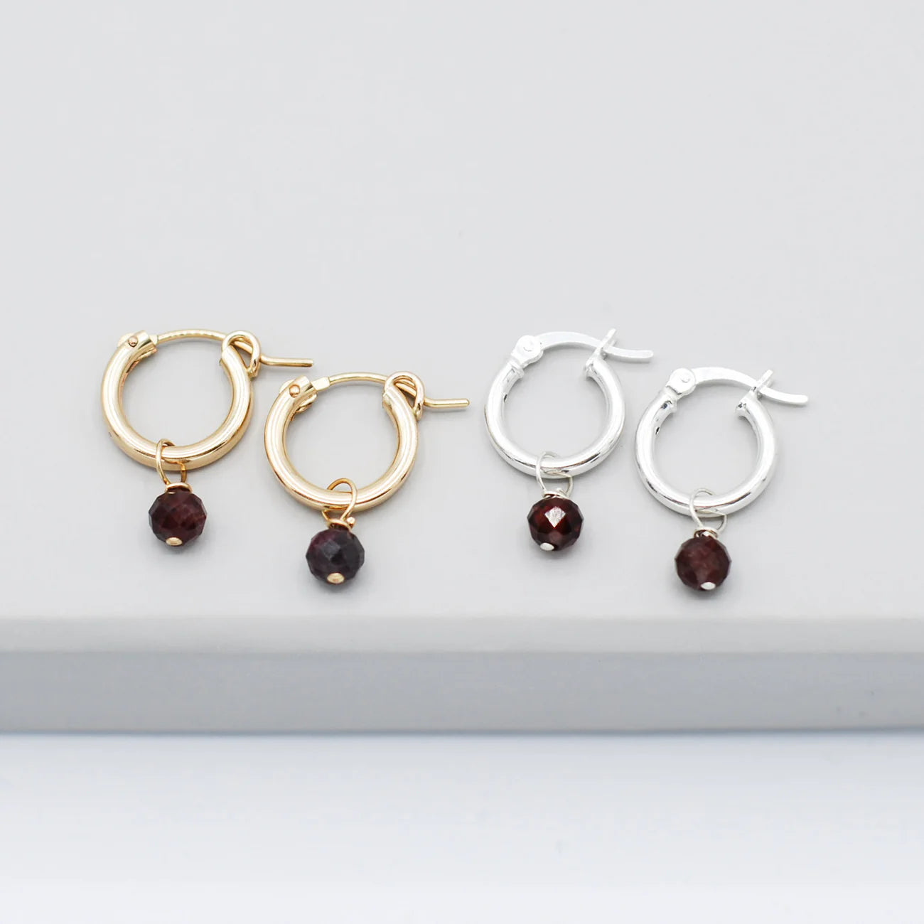 Tube Hoops & Birthstone Drops