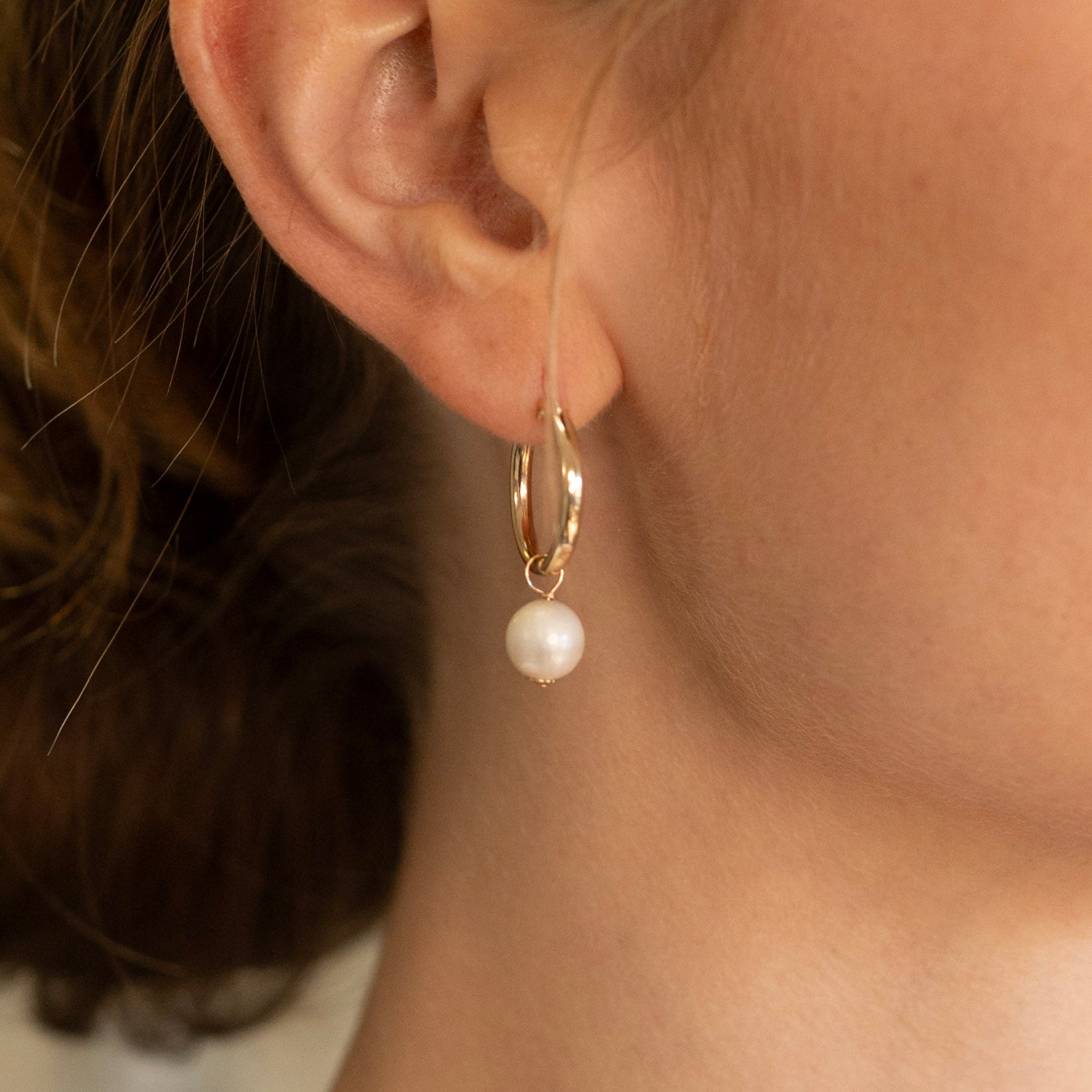 Tube Hoops & Freshwater Pearl Drops