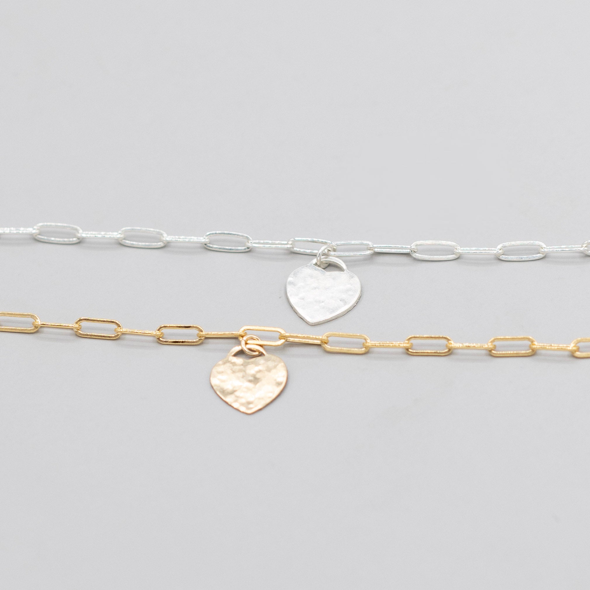 Paper Clip & Large Heart Bracelet