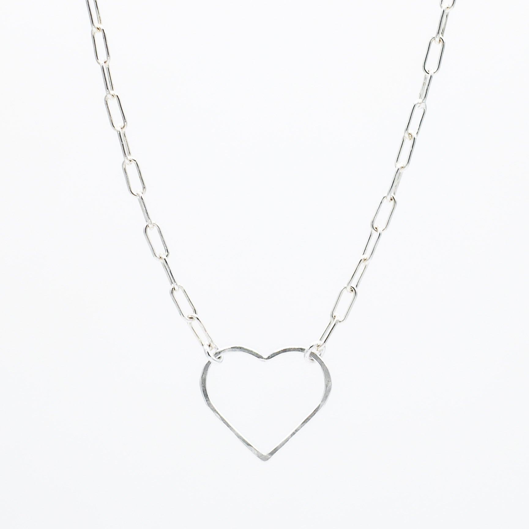 Heart Link Paper Clip Necklace - Jewel Ya