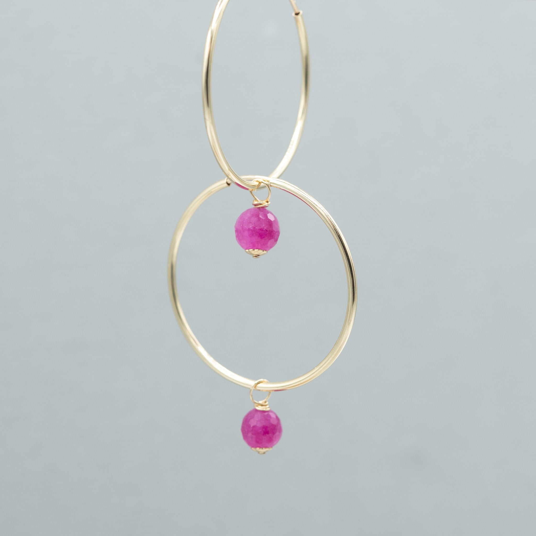 Hot Pink Jade Hoop Drops