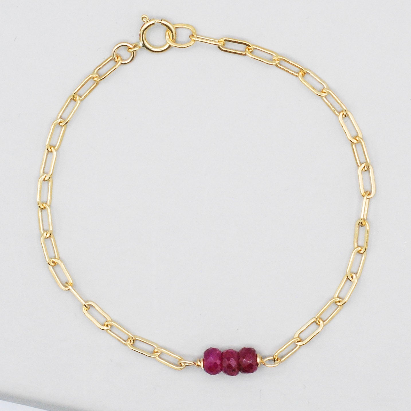 July Ruby Paper Clip Chain Bracelet