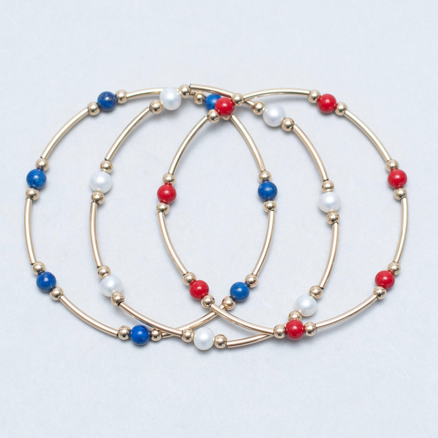 July 4th Americana Beaded Lux Tube Bracelet